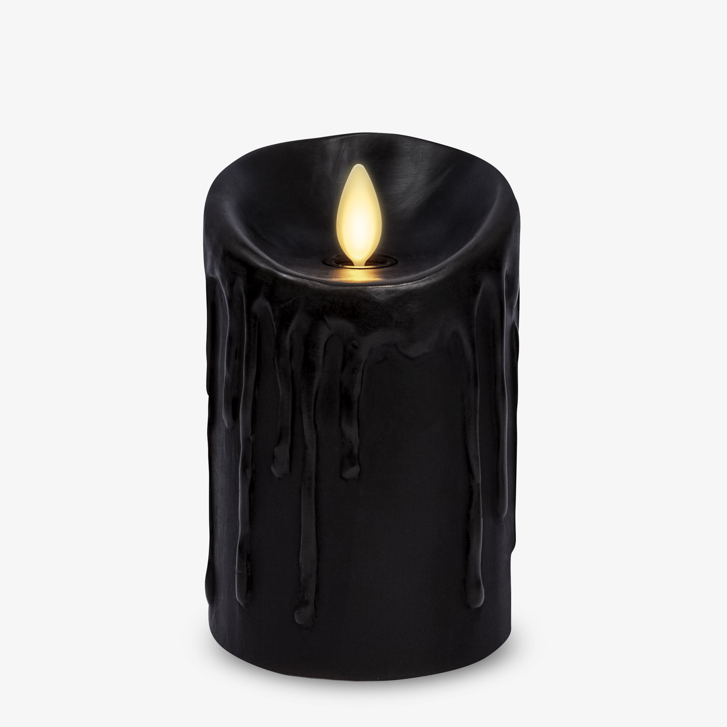 Black Wax Drip Flameless Candle Pillar - Scallop Top