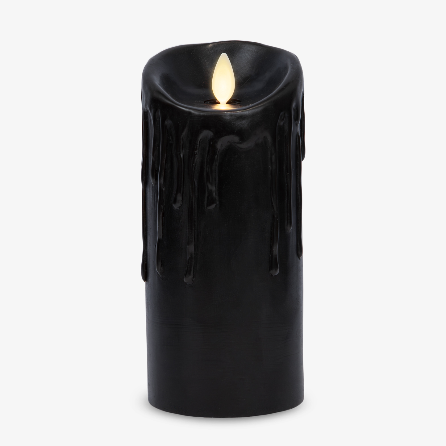 Black Wax Drip Flameless Candle Pillar - Scallop Top