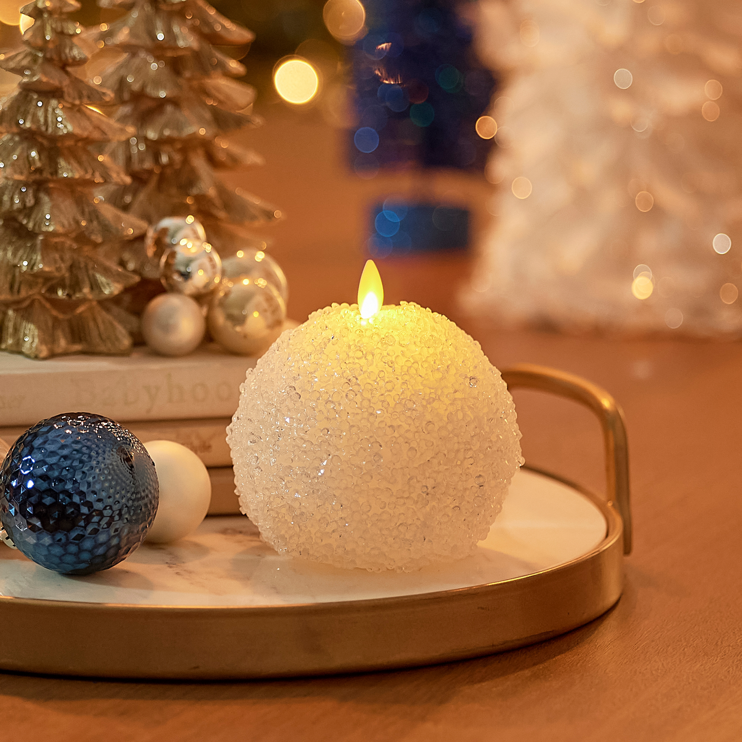 Flameless Candle Crystal Beaded Sphere