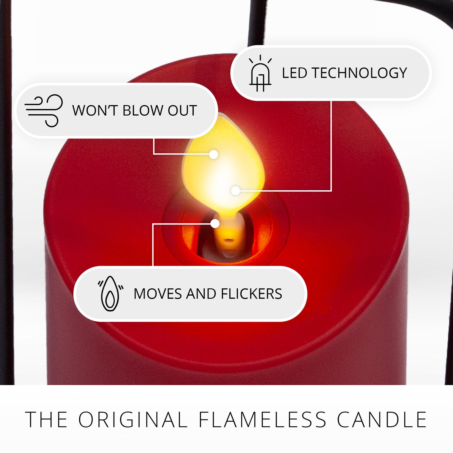 Bow Lantern and True Red Outdoor Flameless Candle