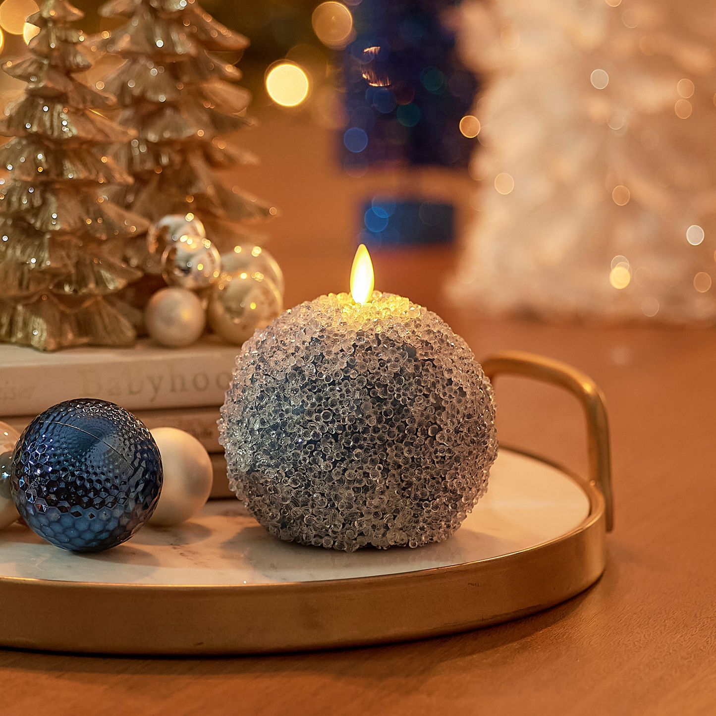 Flameless Candle Crystal Beaded Sphere