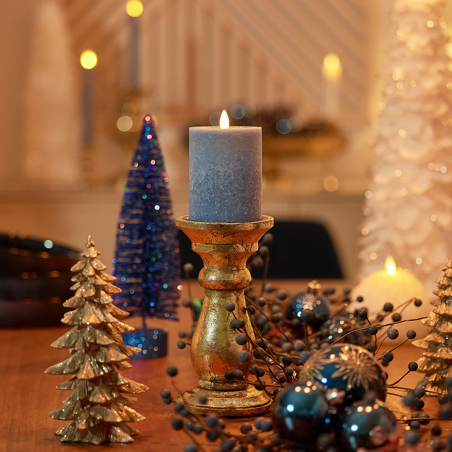 Spring Lake Flameless Candle Pillar - Recessed Top