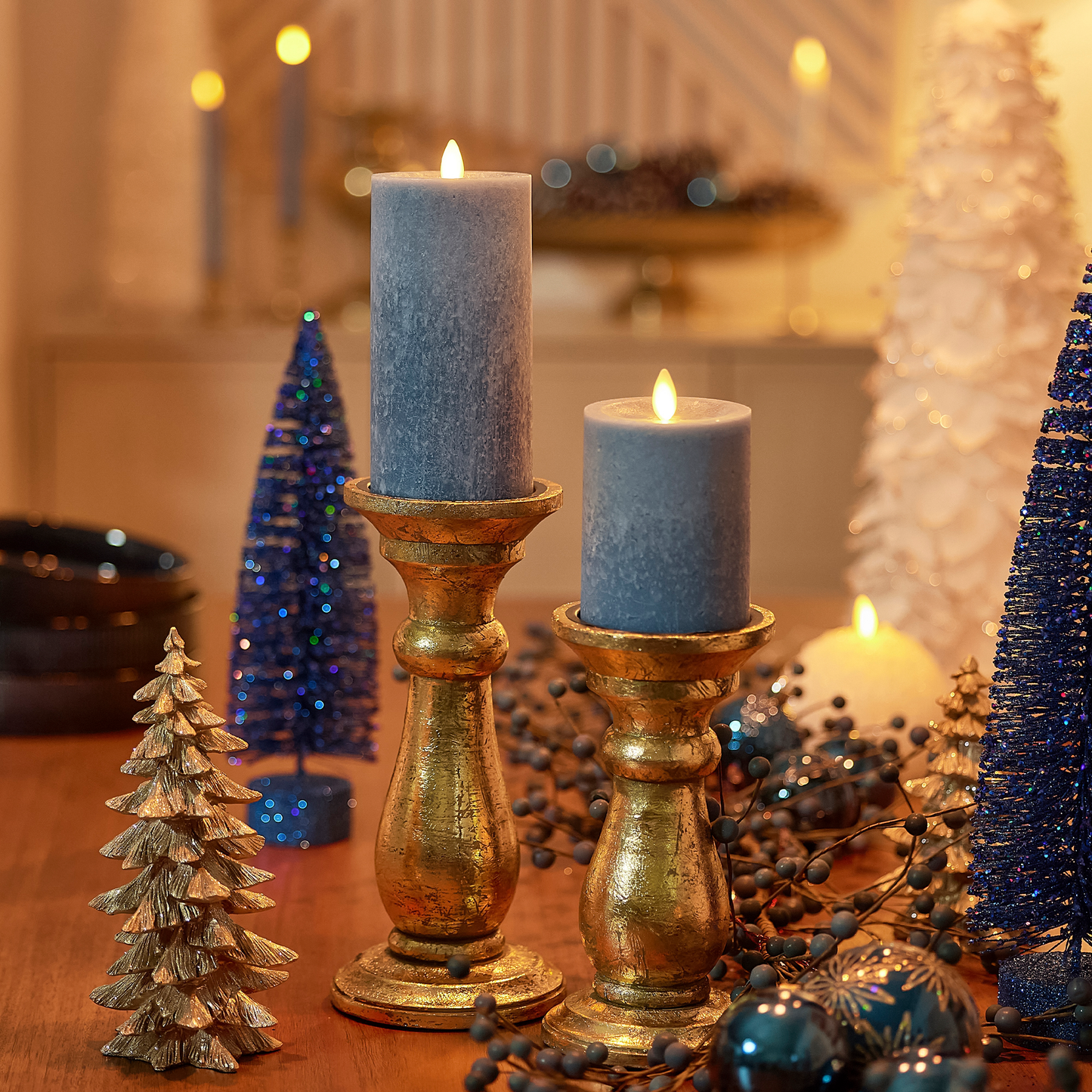 Spring Lake Flameless Candle Pillar - Recessed Top