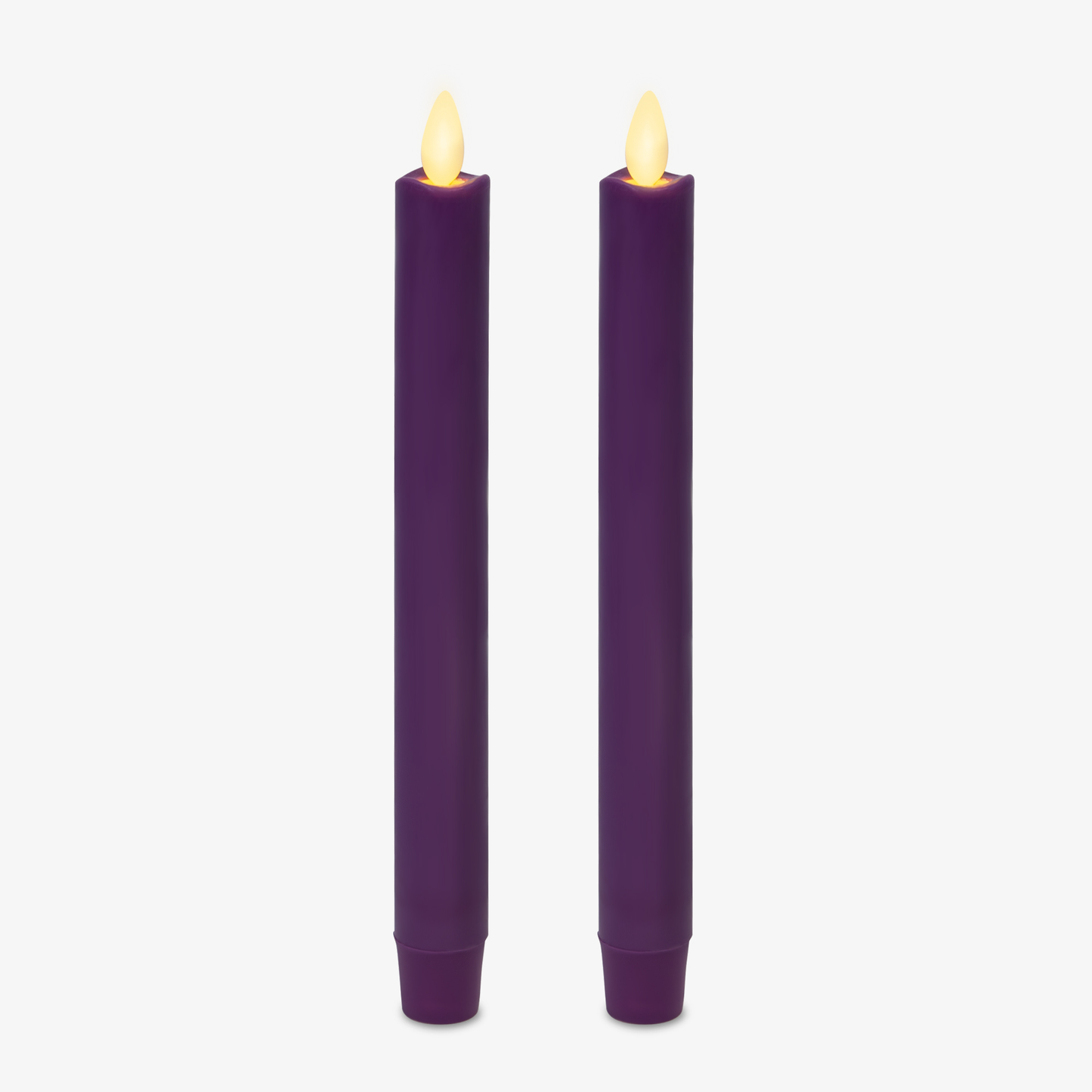 Purple Flameless Candle Tapers - Melted Top - 9.75" Height - Set of 2