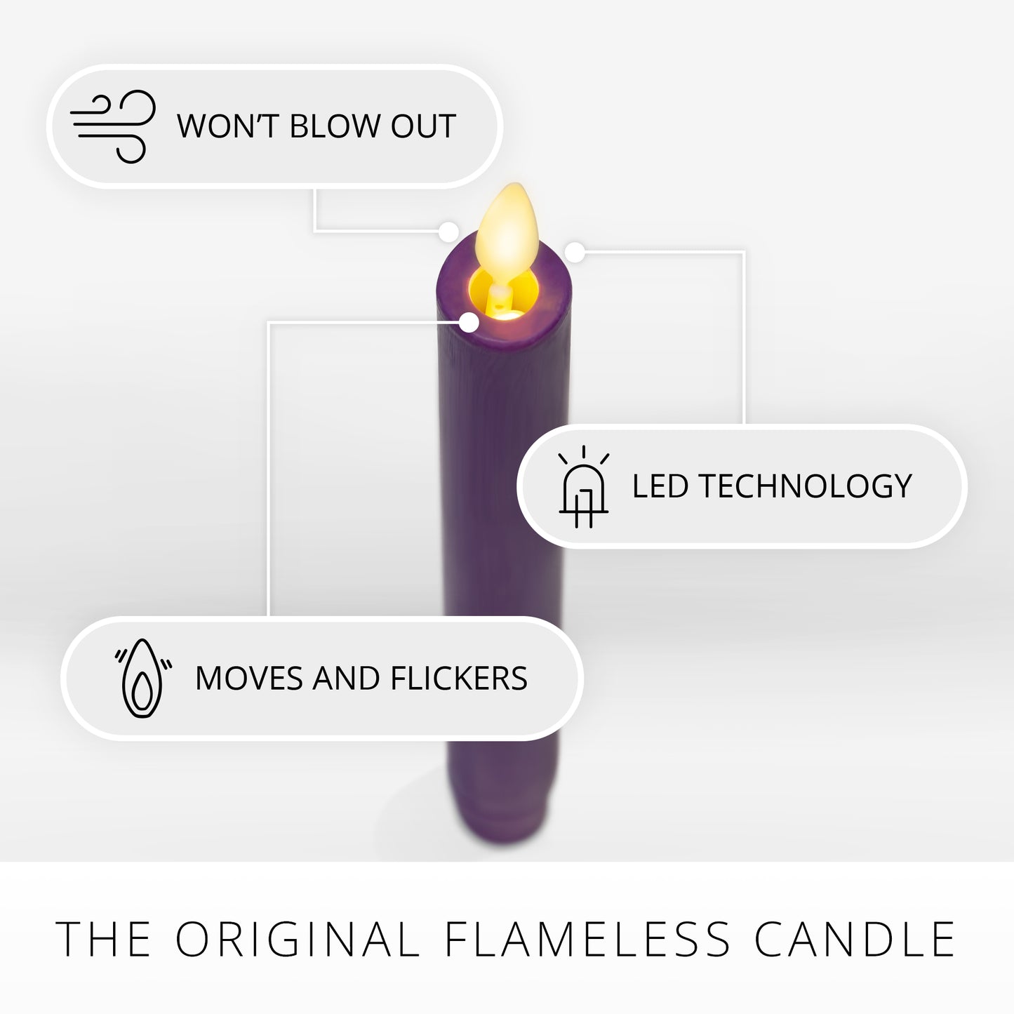 Purple Flameless Candle Tapers - Set of 2