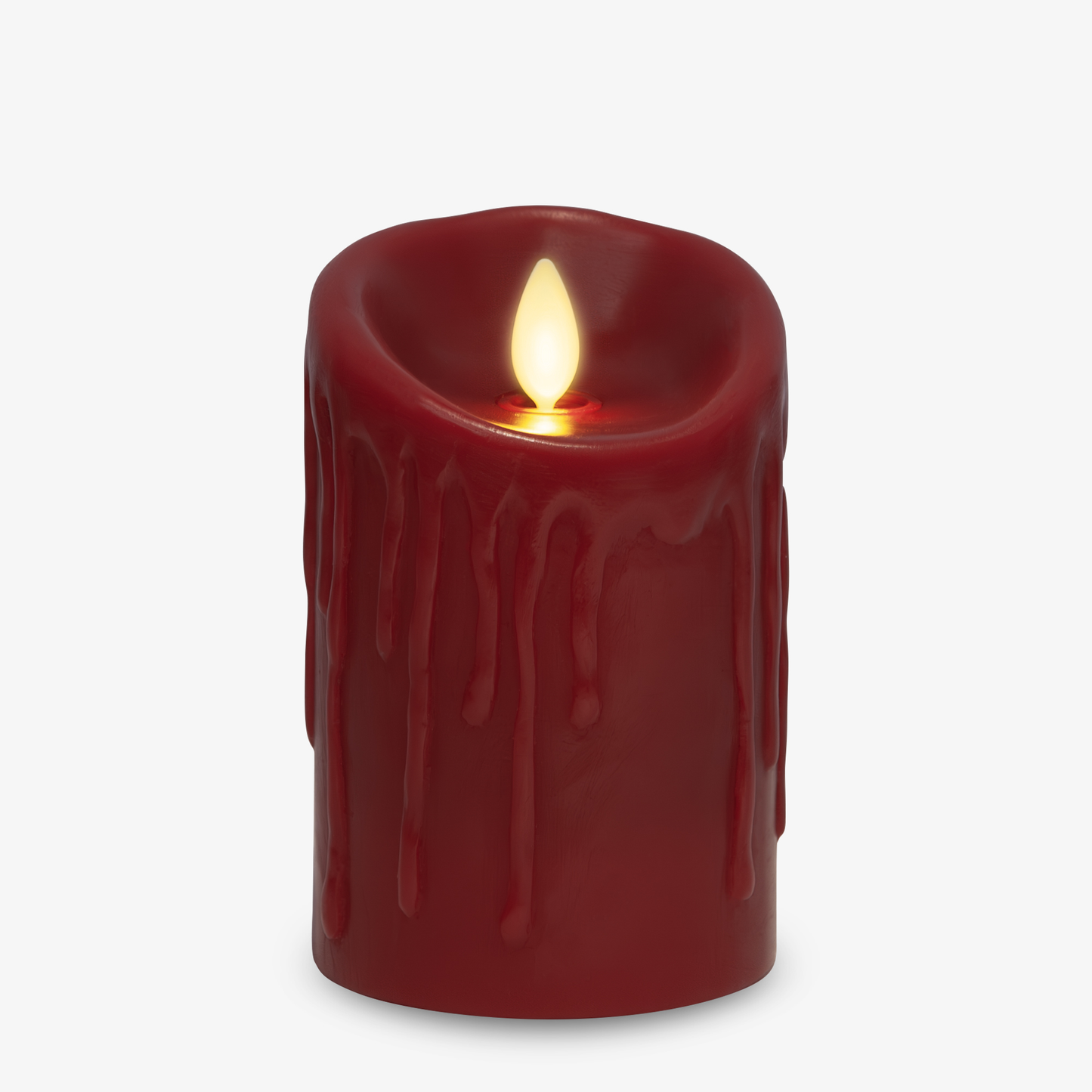 Burgundy Wax Drip Flameless Candle Pillar - Scallop Top
