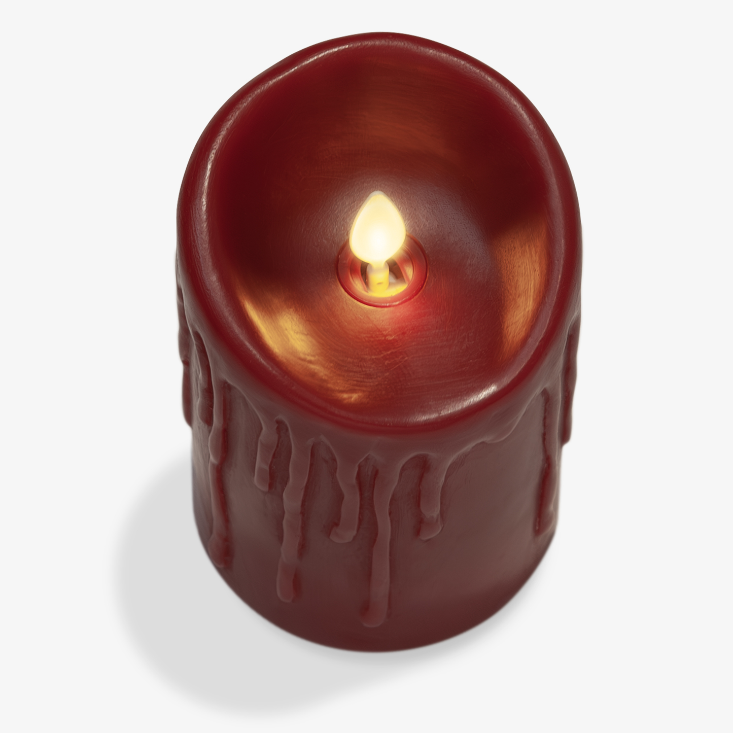 Burgundy Wax Drip Flameless Candle Pillar - Scallop Top