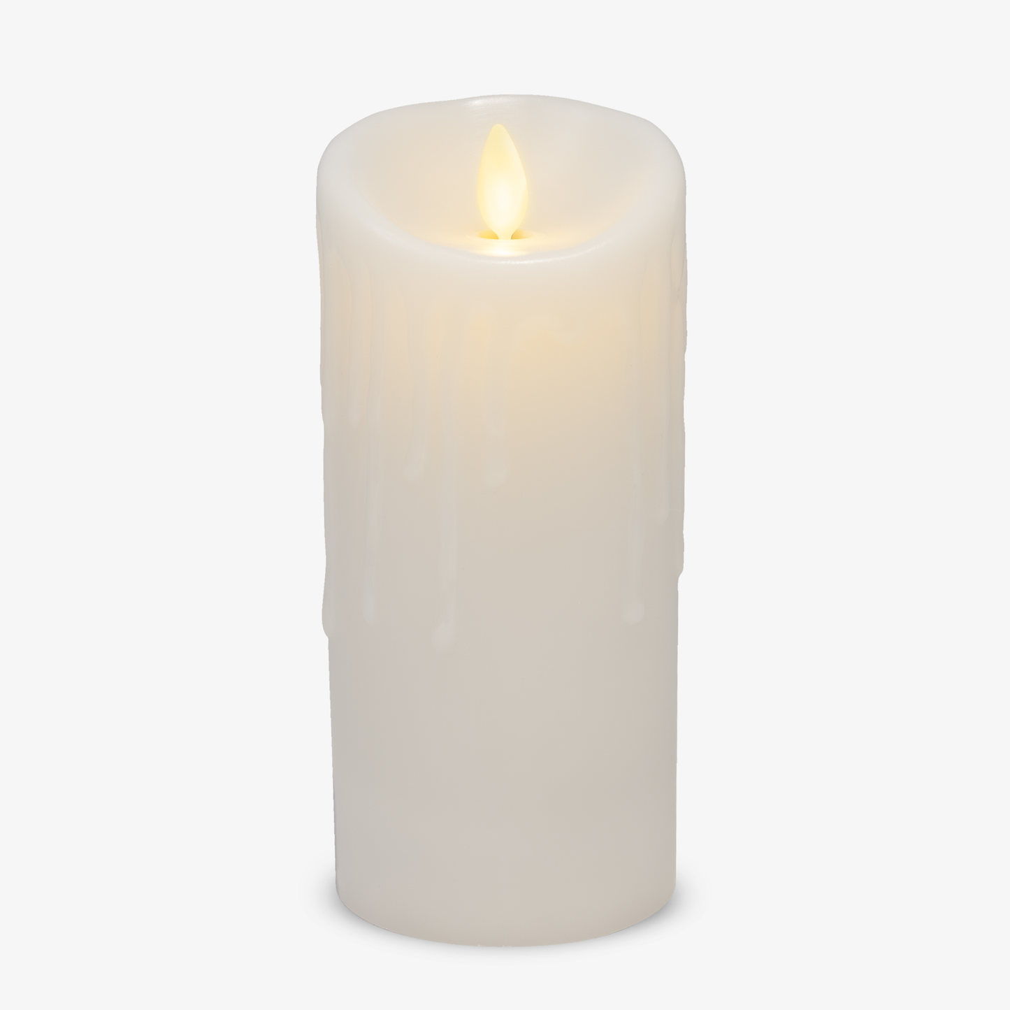 White Wax Drip Flameless Candle Pillar - Scallop Top
