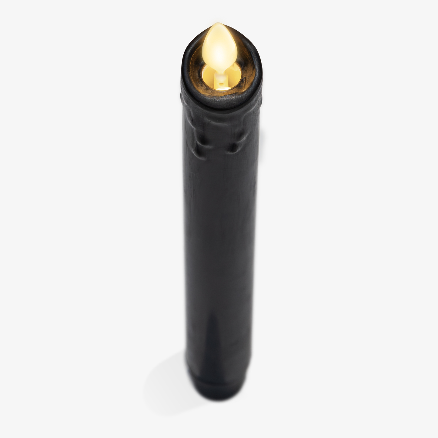 Set of 2 Black Wax Drip Flameless Candle Tapers - Scallop Top