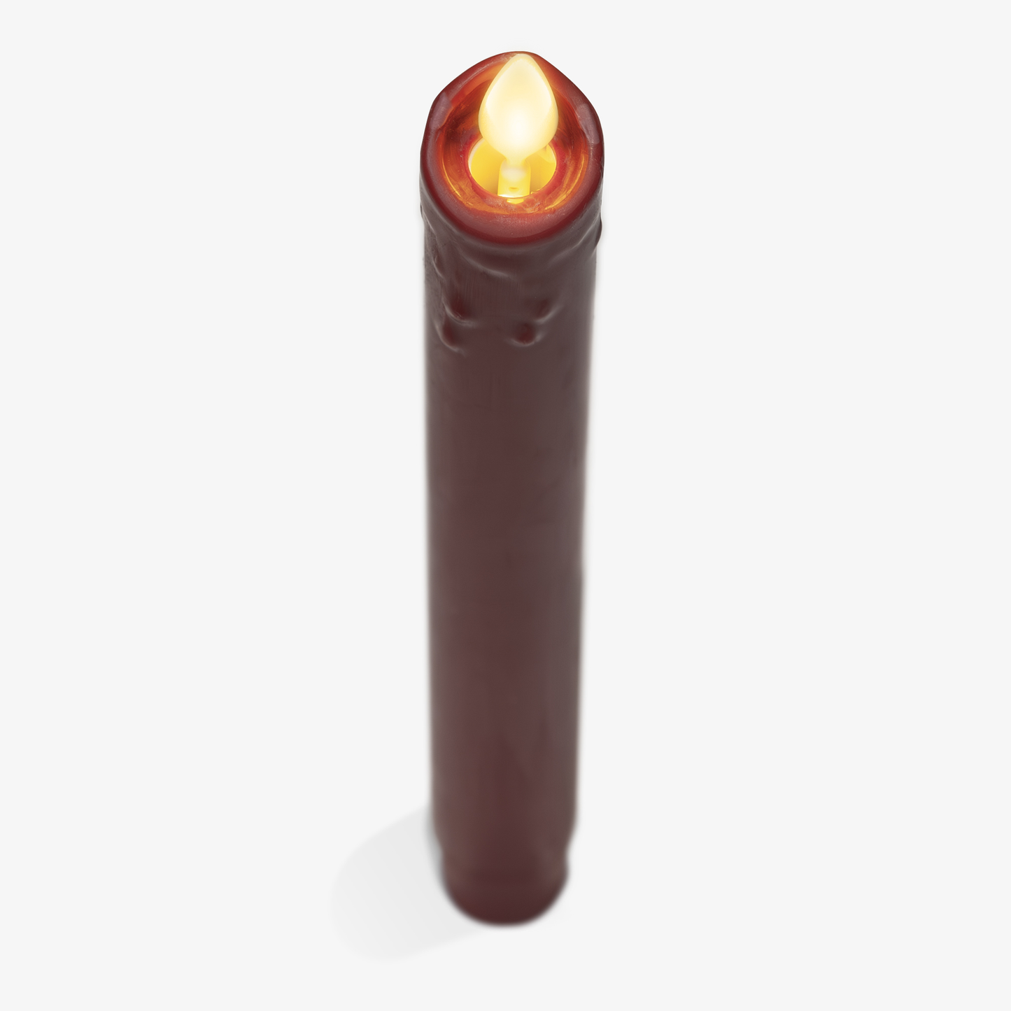 Set of 2 Burgundy Wax Drip Flameless Candle Tapers - Scallop Top