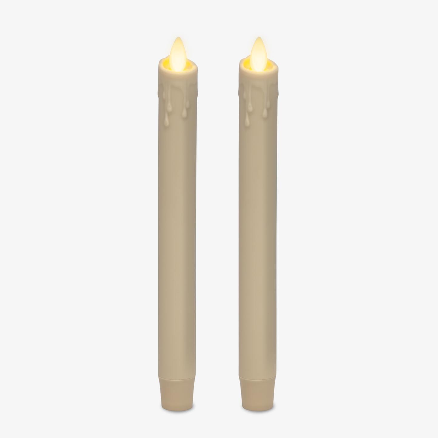 Ivory Wax Drip Flameless Candle Tapers - Scallop Top - Set of 2