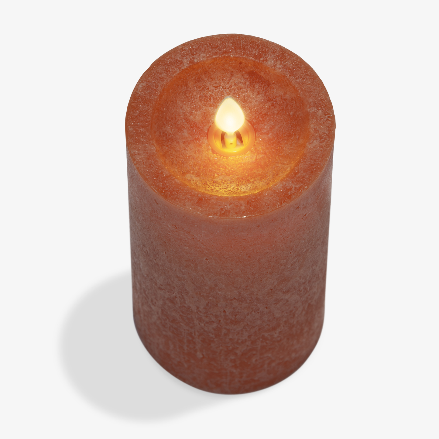 Harvest Pumpkin Seaglass Flameless Candle Pillar - Recessed Top