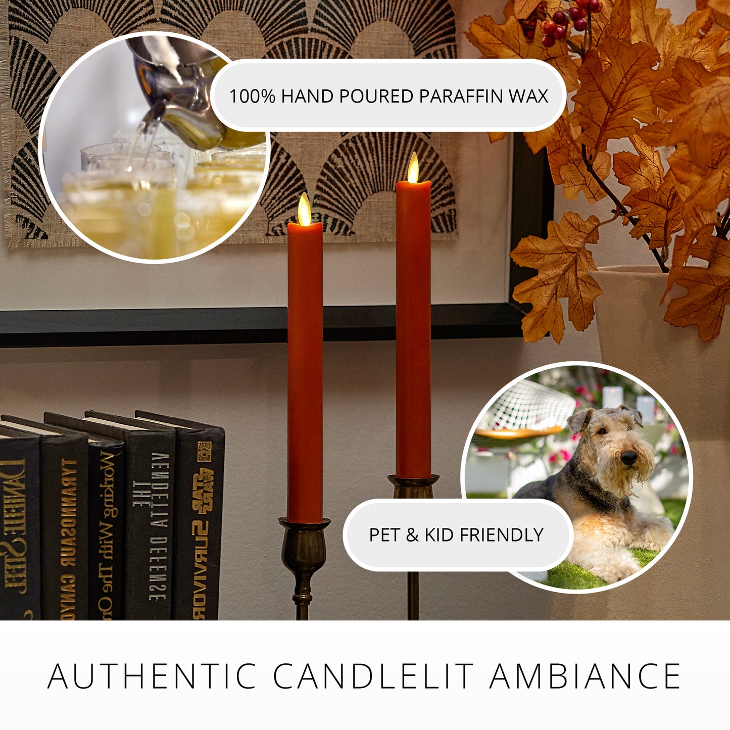 Harvest Pumpkin Flameless Candle Tapers - Set of 2