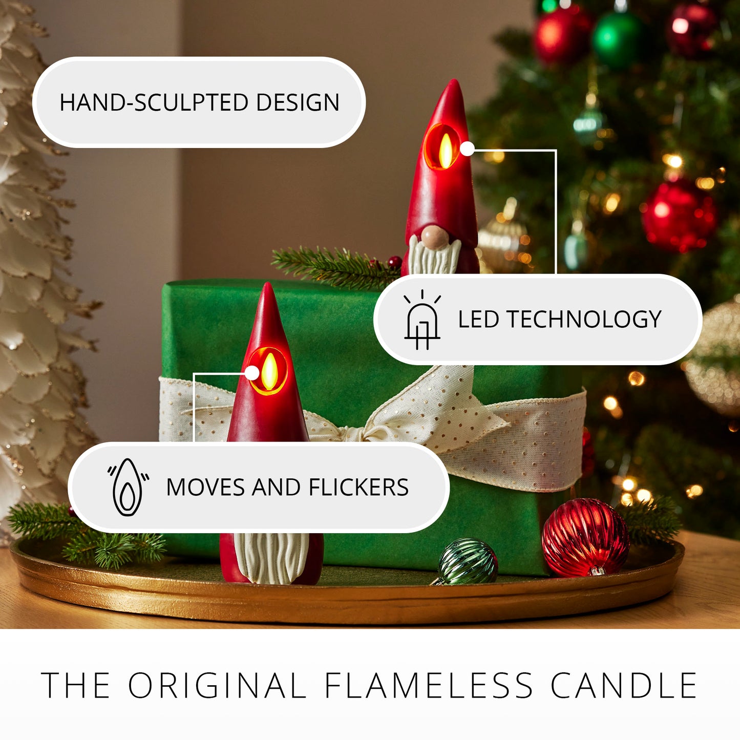 Red Flameless Candle Gnome