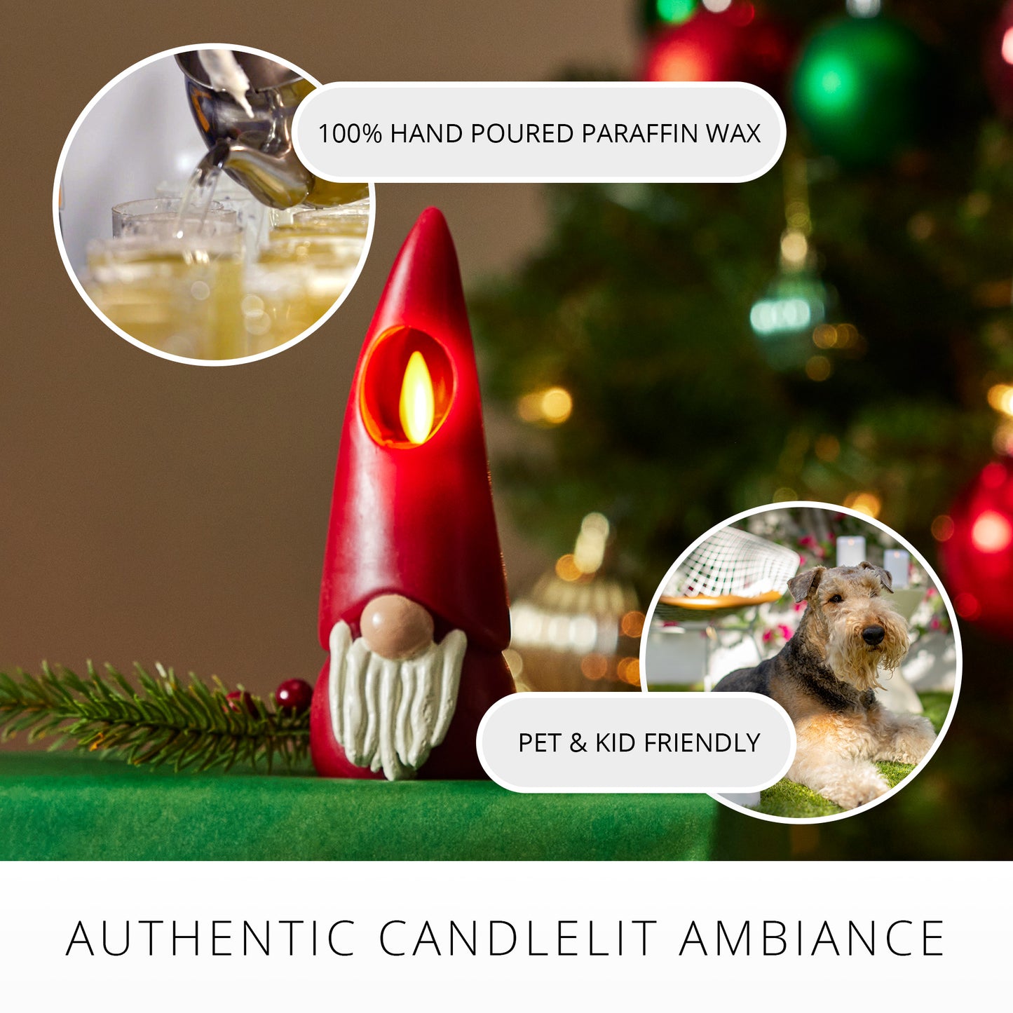Red Flameless Candle Gnome