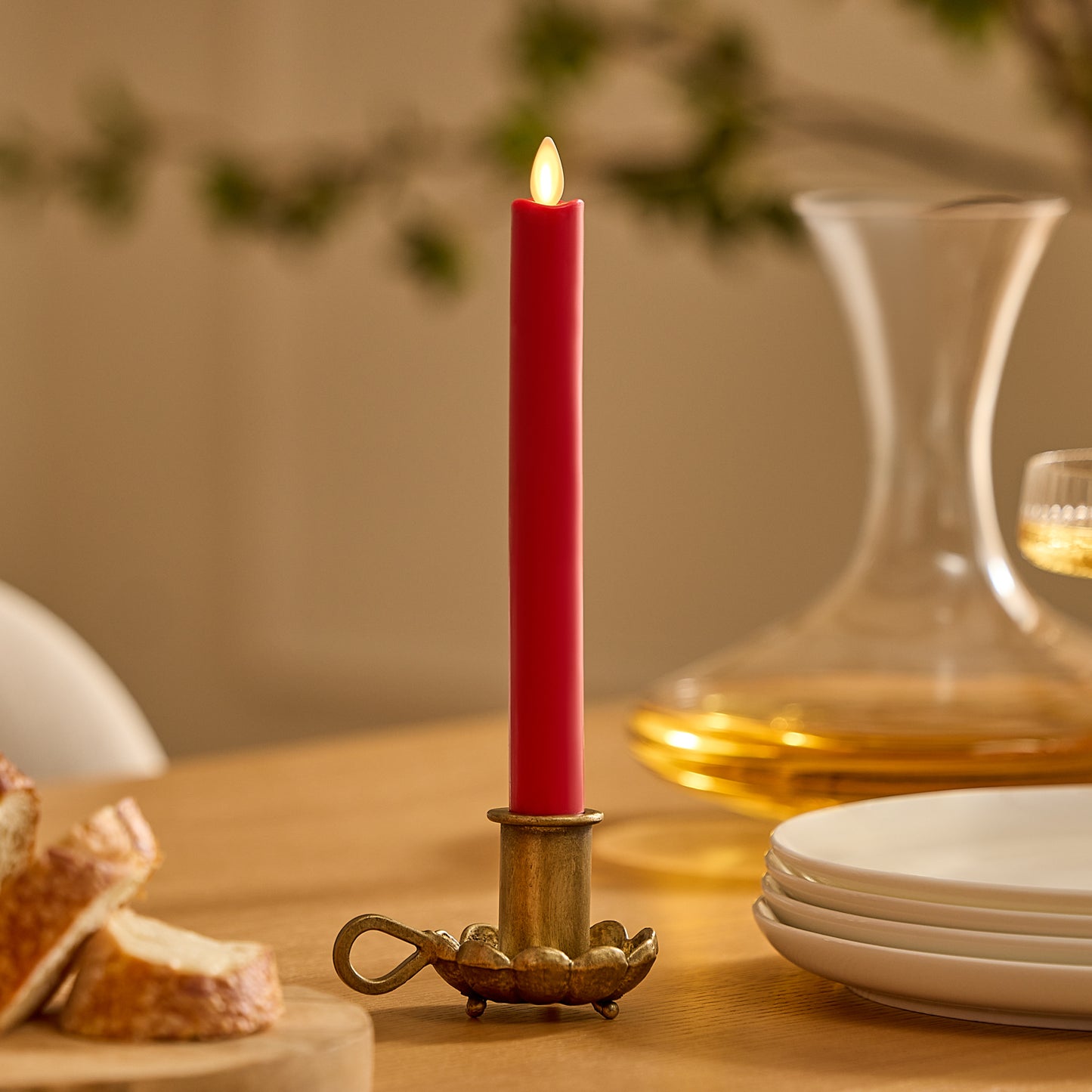True Red Flameless Candle Taper