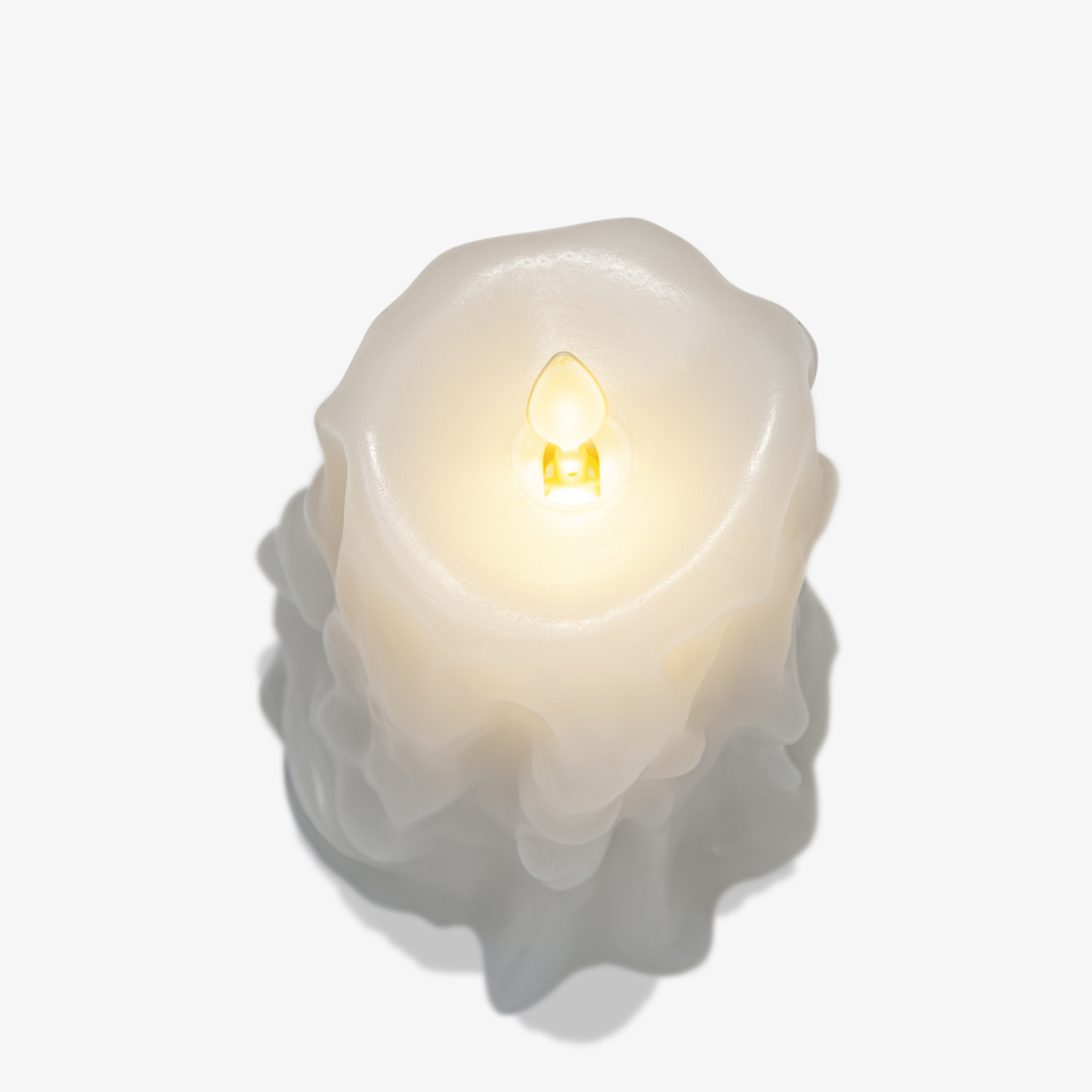 White Heavy Wax Drip Flameless Candle Slim Pillar