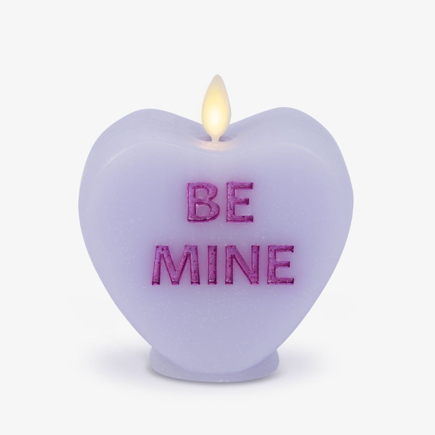 Gentle Lavender Flameless Candle Candy Heart "BE MINE"
