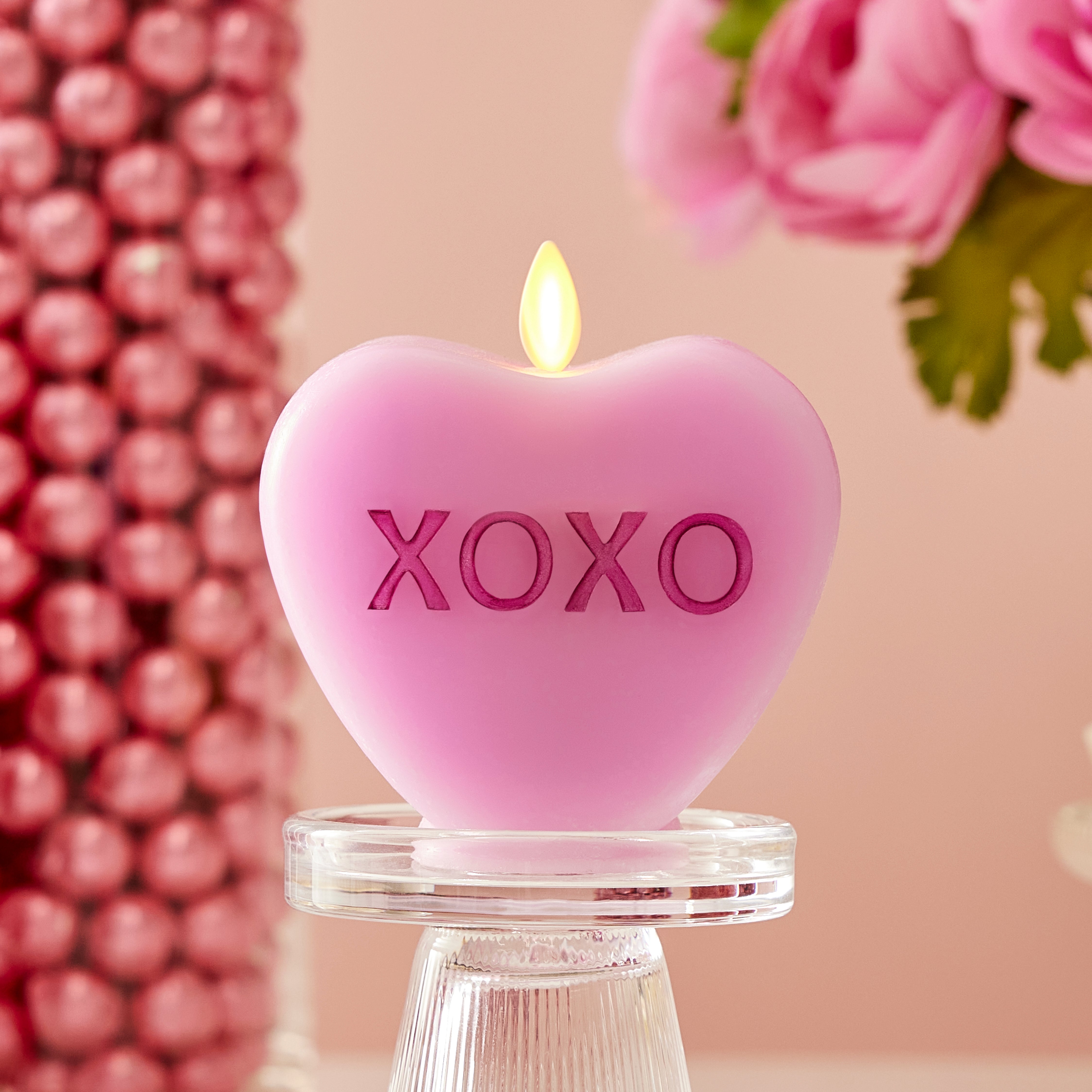 Pastel Orchid Flameless Candle Candy Heart 