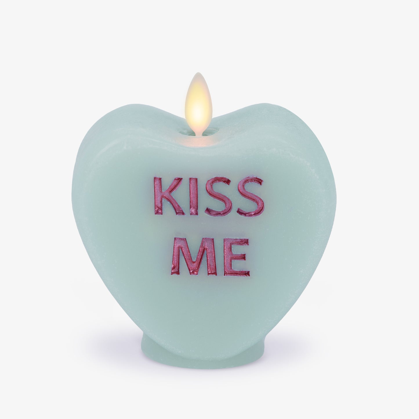 Fresh Mint Flameless Candle Candy Heart "KISS ME"