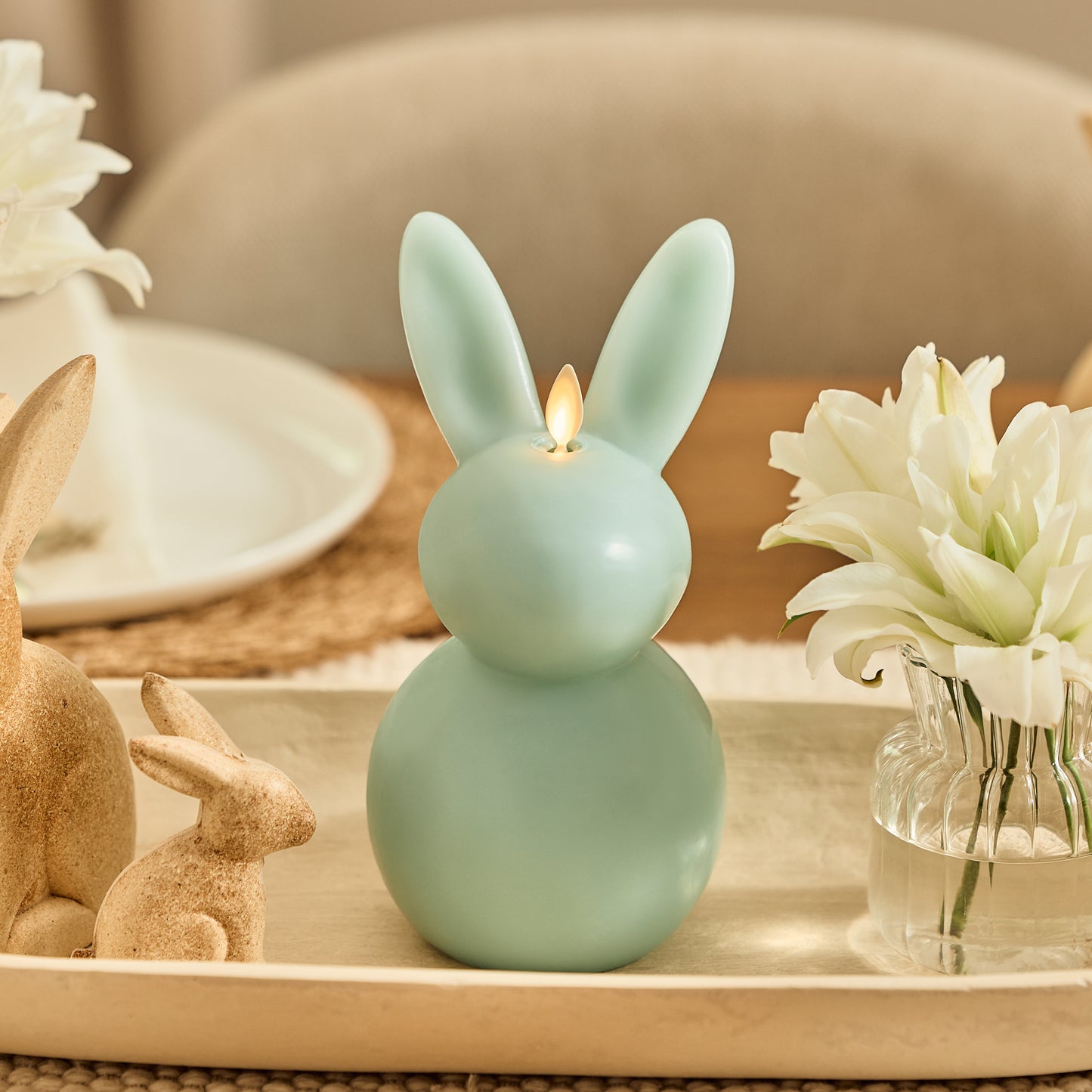 Fresh Mint Flameless Candle Easter Bunny Rabbit
