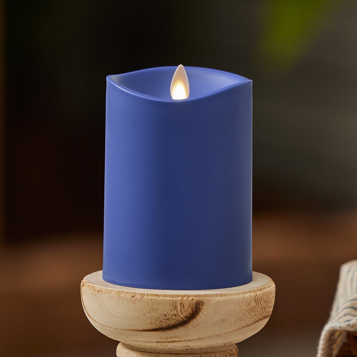 Vivid Ultramarine Outdoor Flameless Candle Pillar