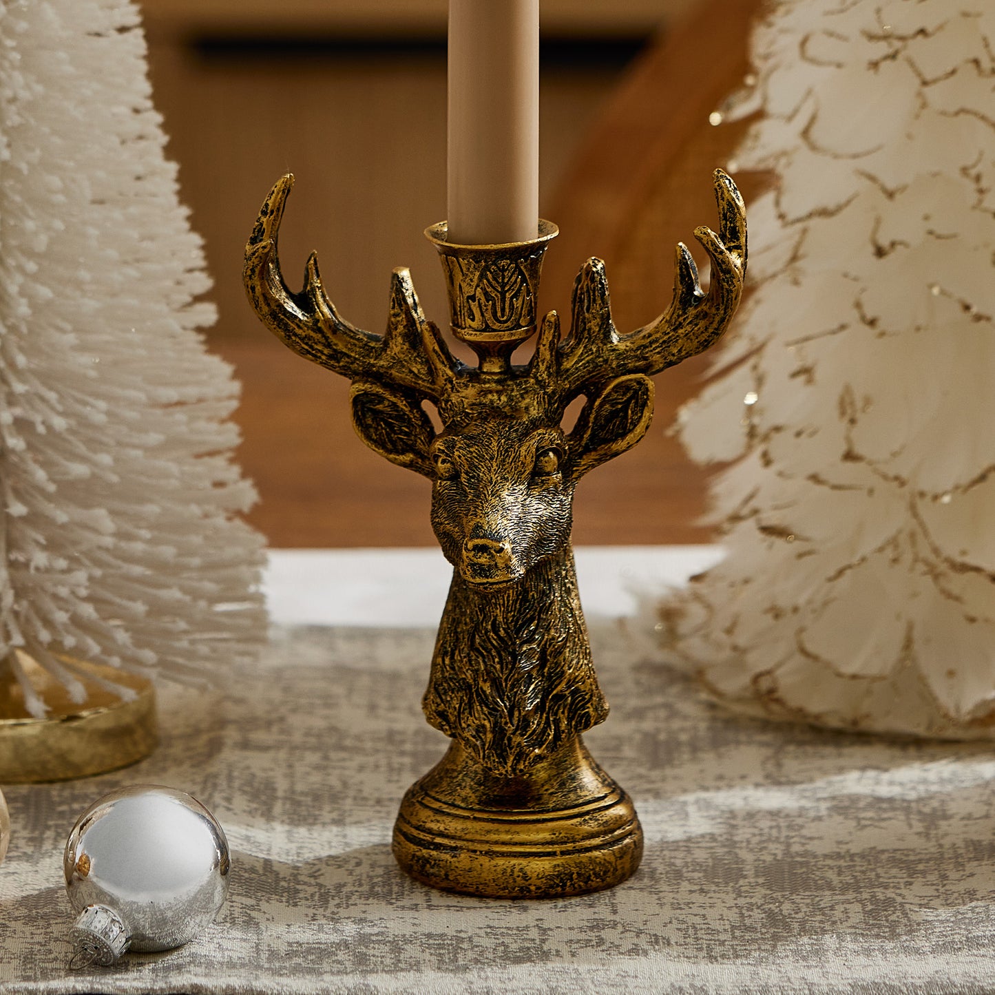 Brass Reindeer Taper Holder