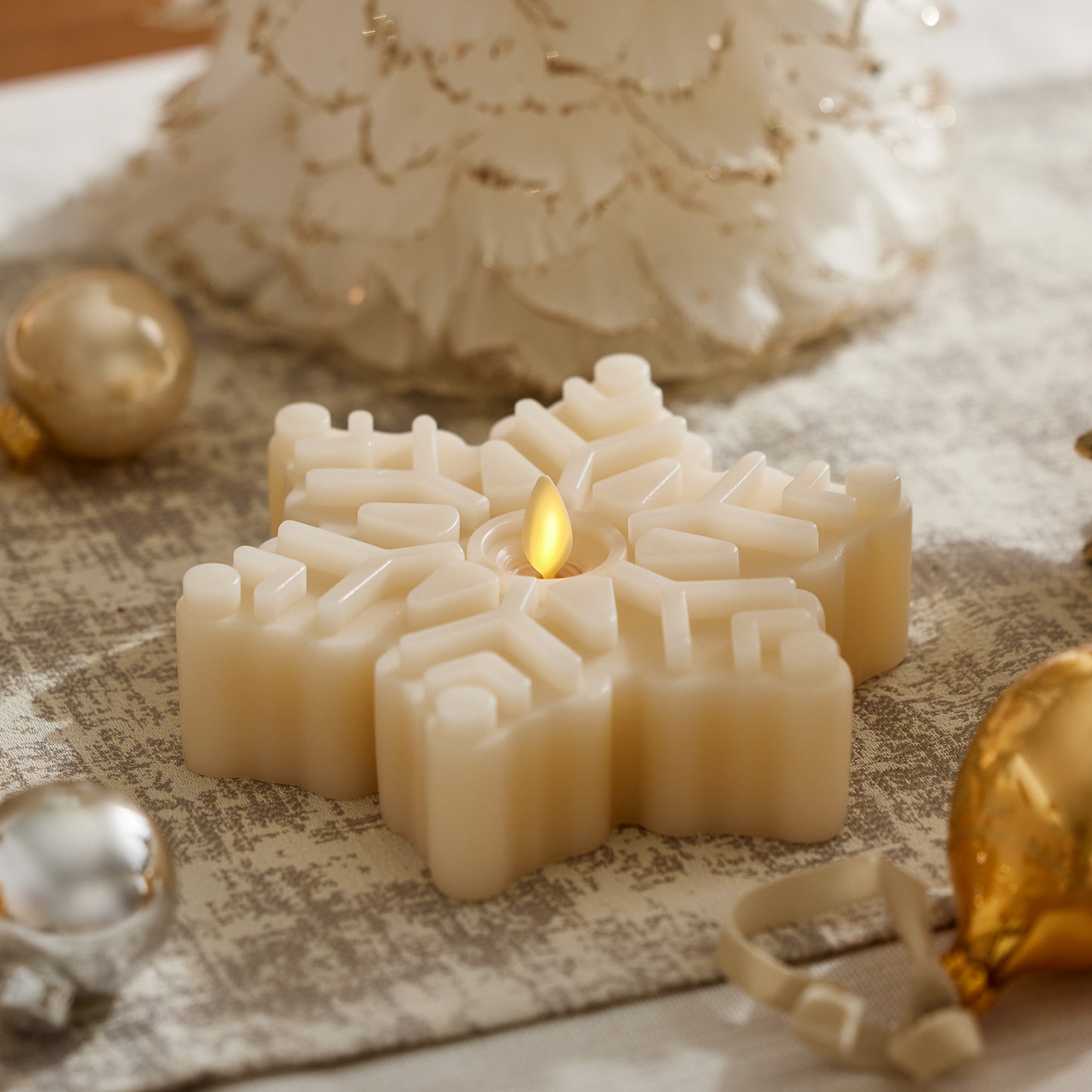 White Swan Flameless Candle Snowflake Tealight