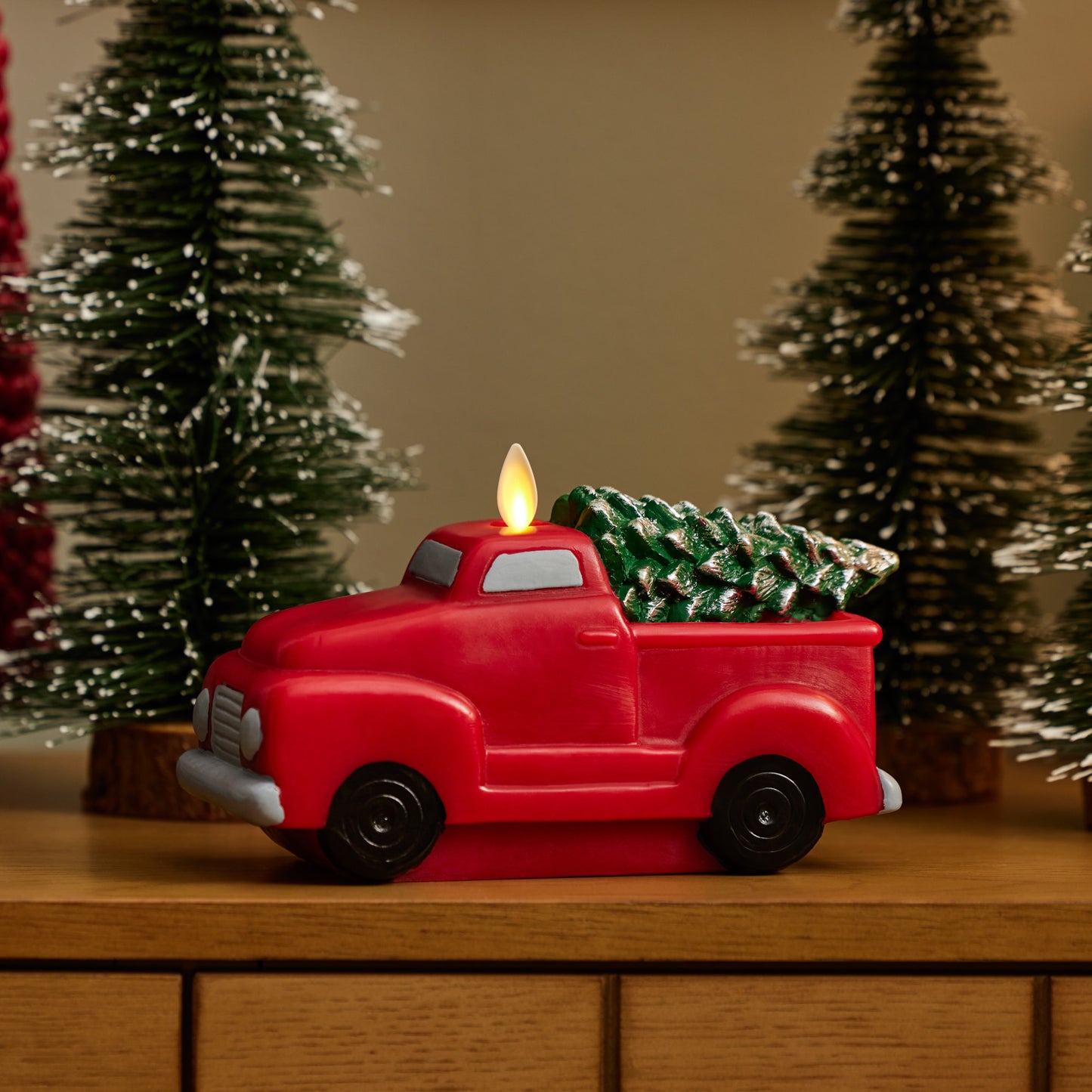 Holiday Red Flameless Candle Holiday Truck