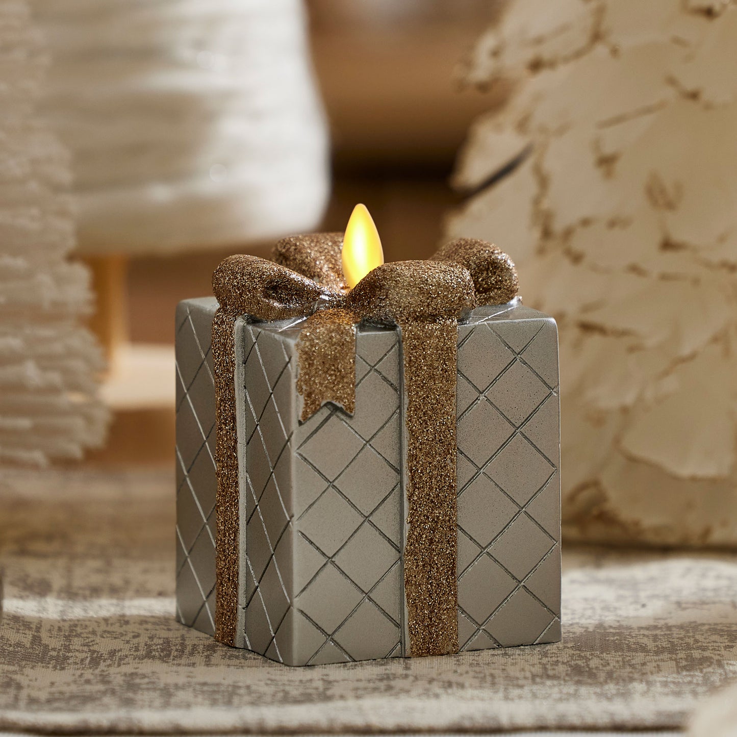 Silver Flameless Candle Gift Box