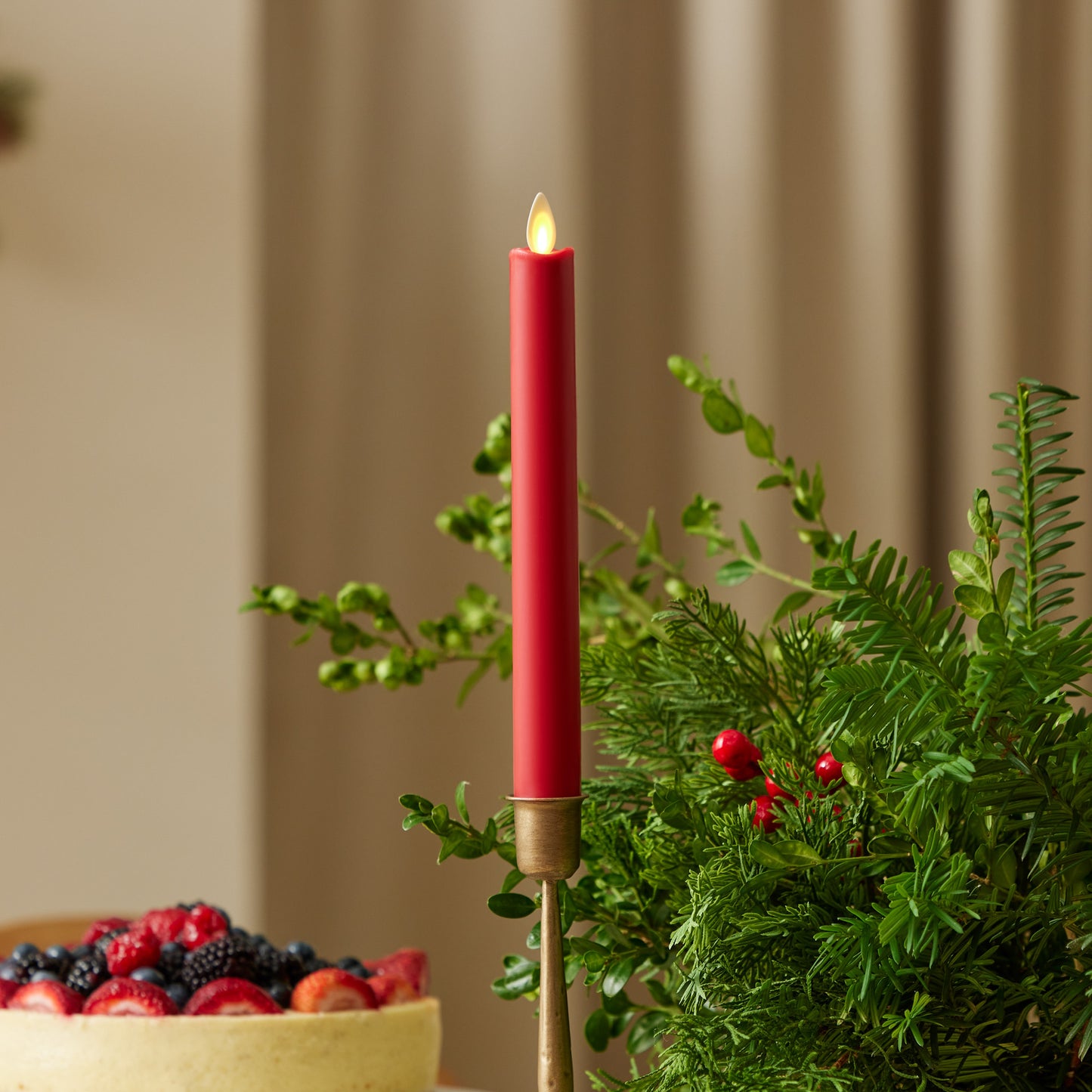 Holiday Red Flameless Candle Taper
