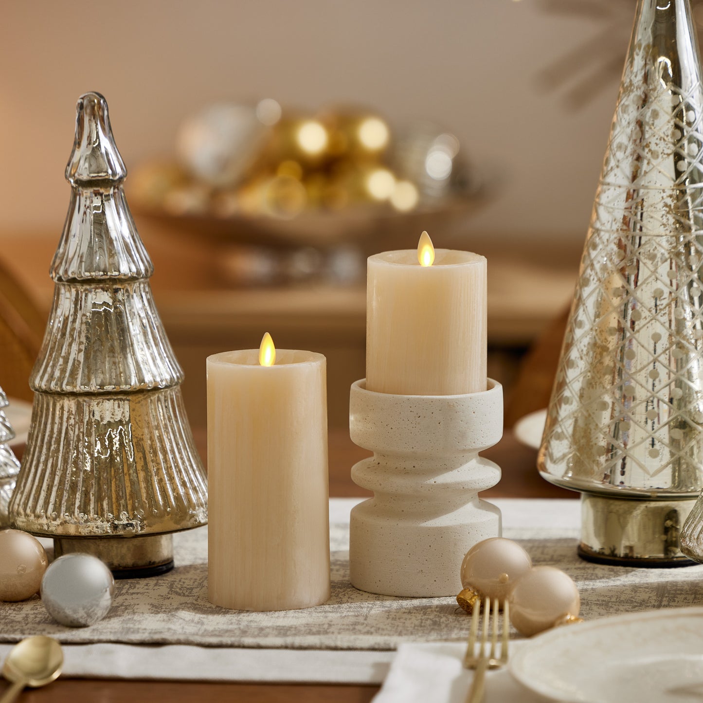White Swan Selenite Flameless Candle Pillar
