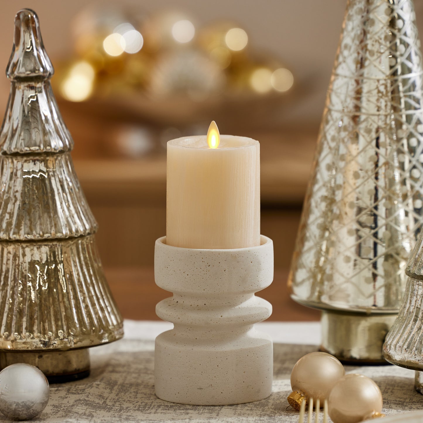 White Swan Selenite Flameless Candle Pillar