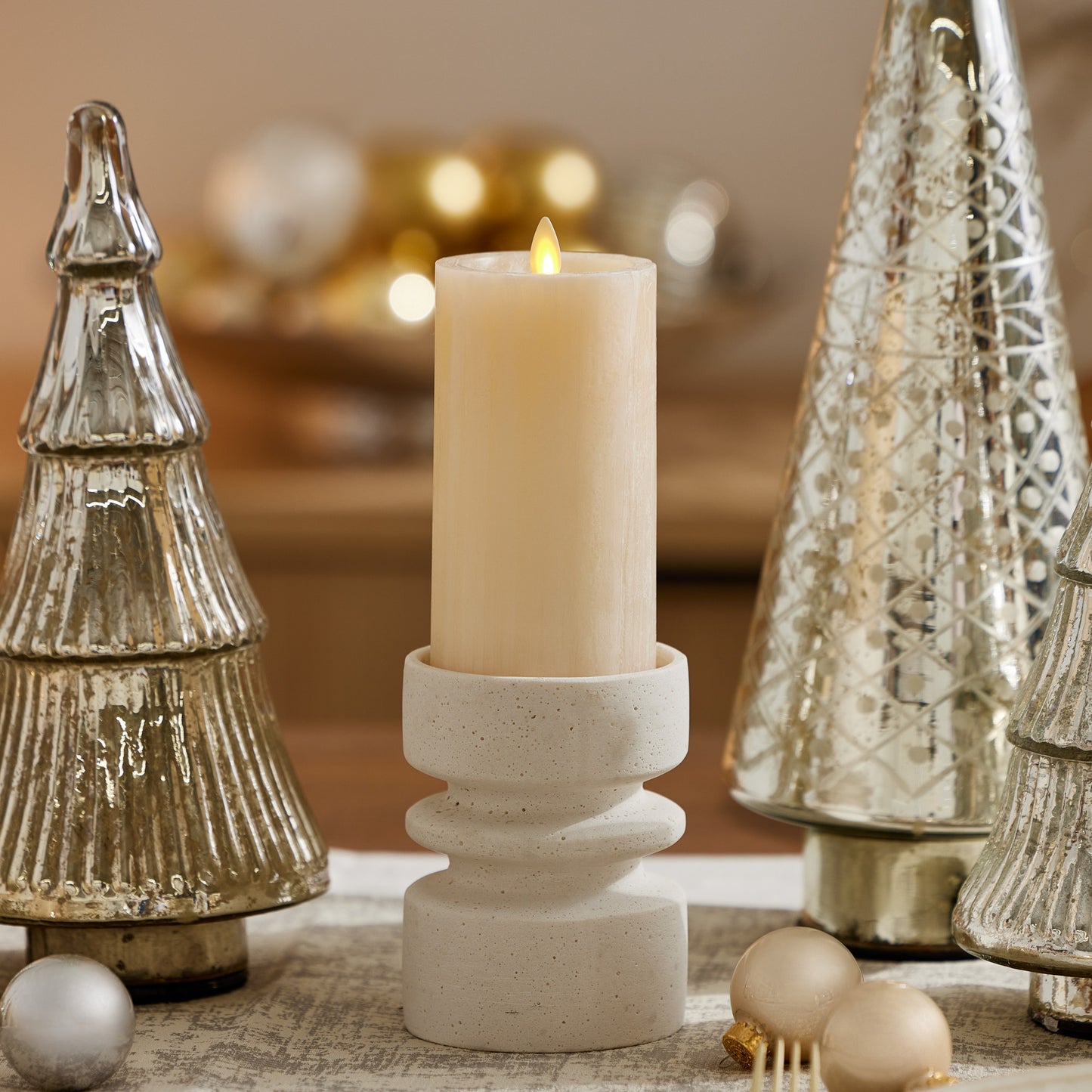 White Swan Selenite Flameless Candle Pillar