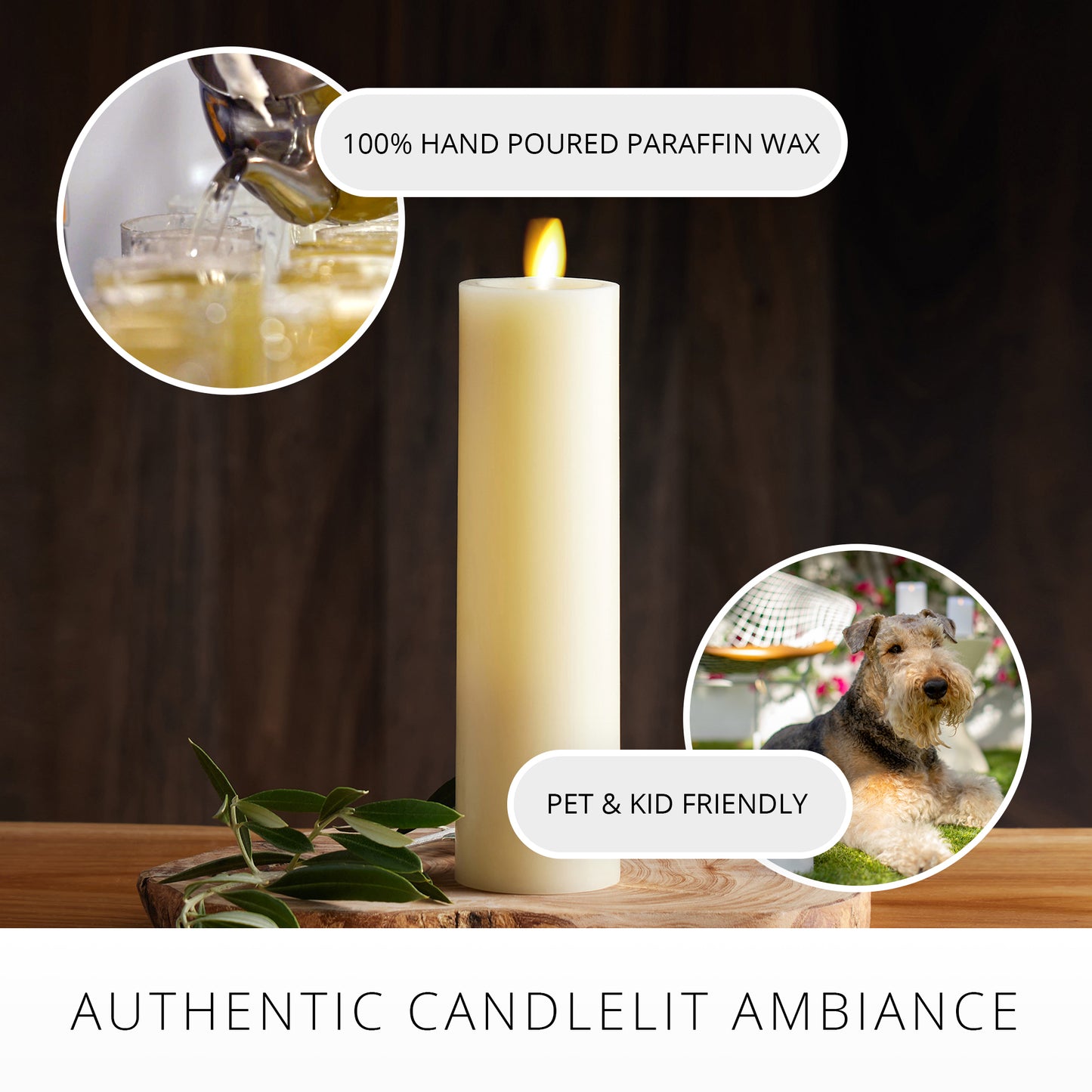 An image of Luminara's flameless ivory thin candle