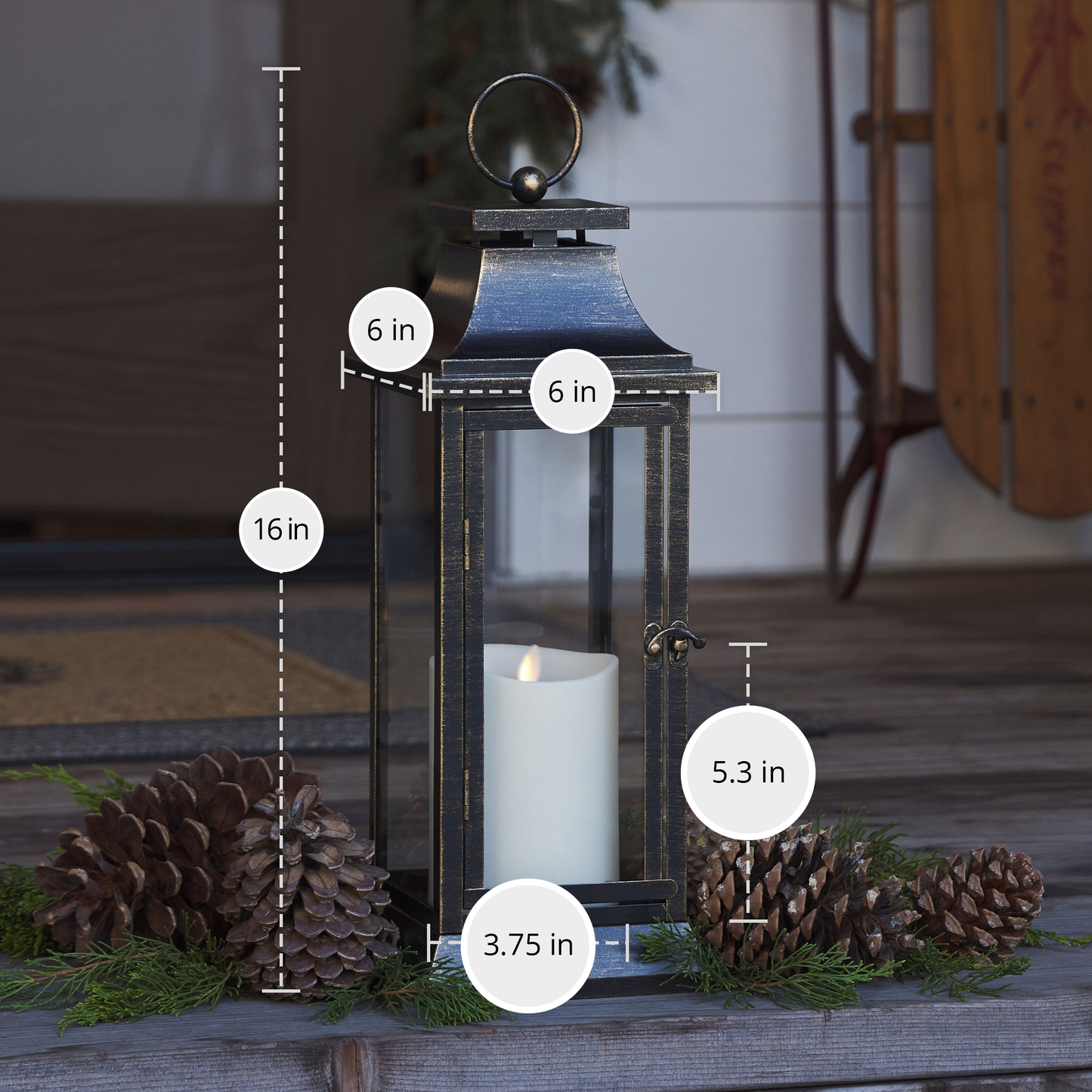 Bronze Heritage Lantern with Outdoor Flameless Candle and Remote