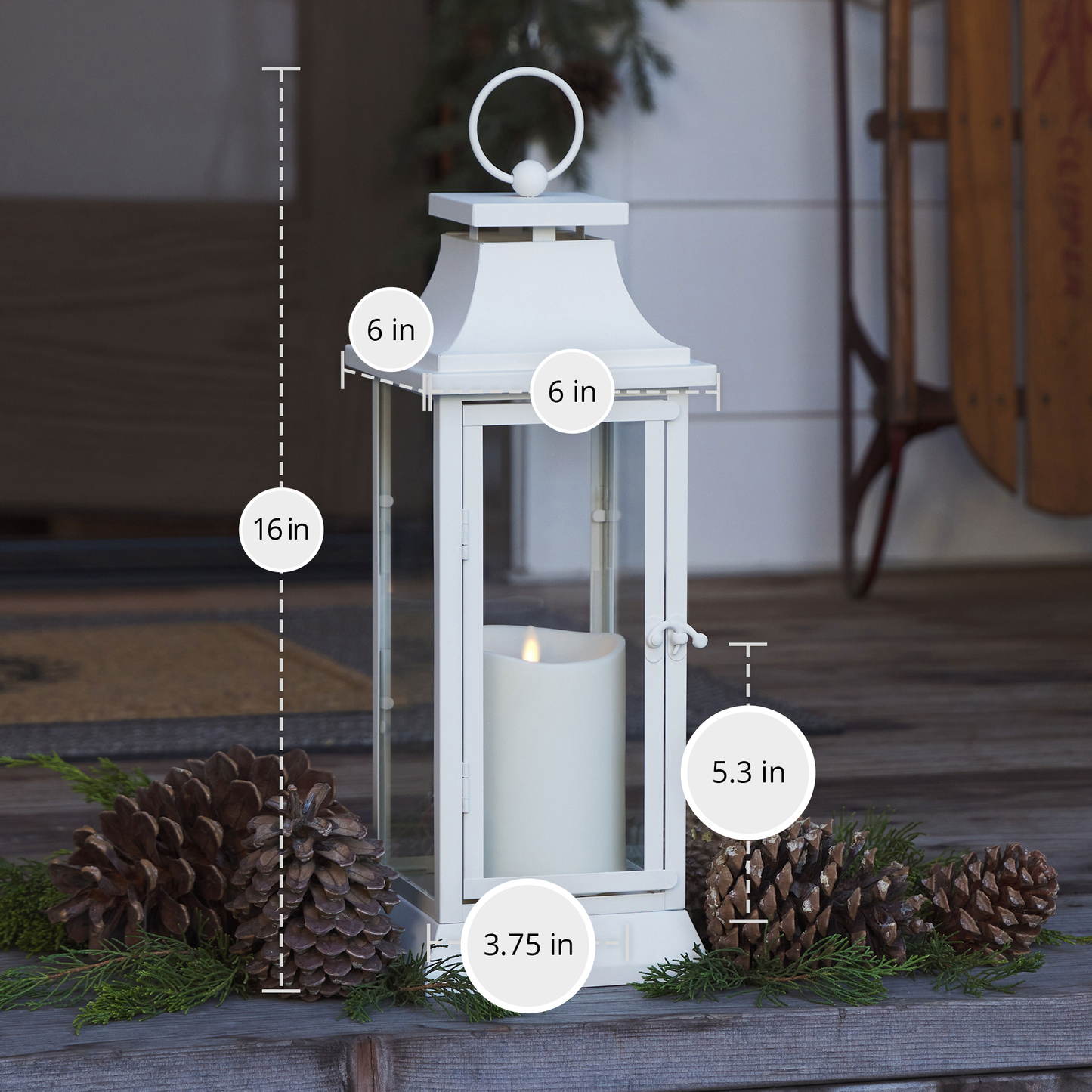 Ivory Heritage Lantern with Outdoor Flameless Candle and Remote