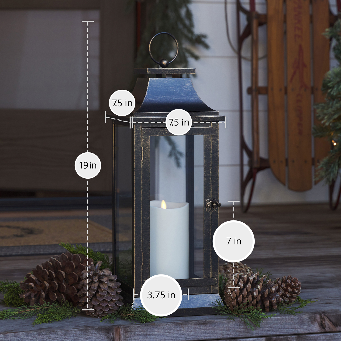 Bronze Heritage Lantern with Outdoor Flameless Candle and Remote
