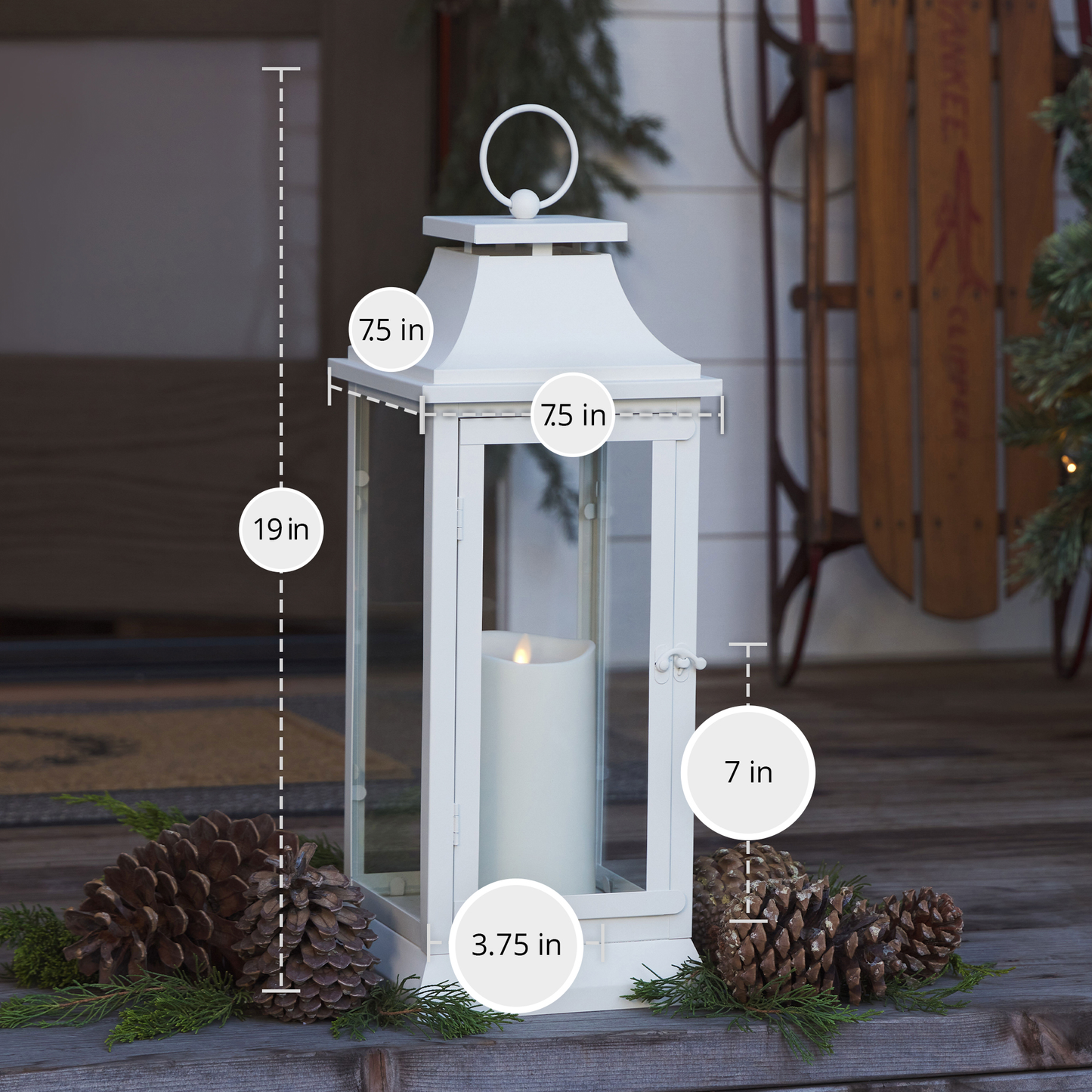 Ivory Heritage Lantern with Outdoor Flameless Candle and Remote