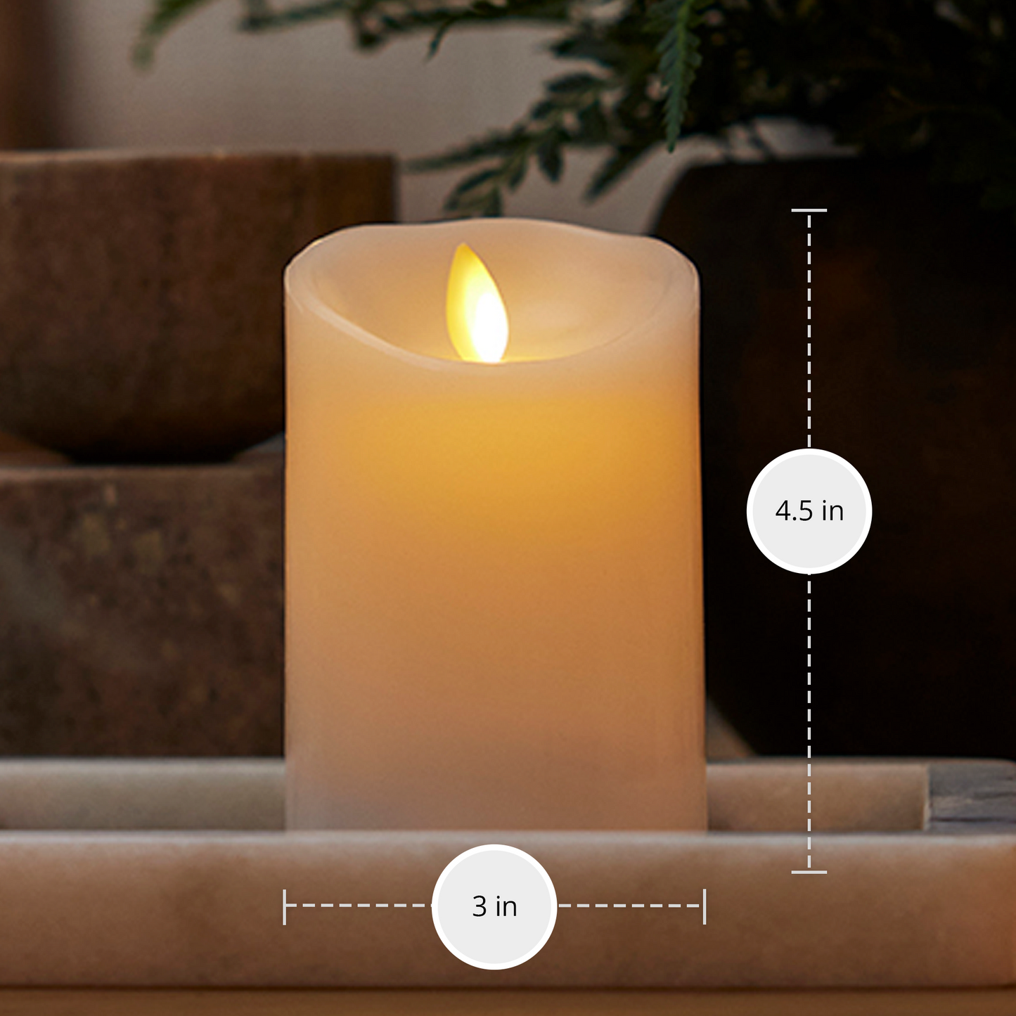 Flameless Color Changing Candle Pillar with Remote - Scallop Top - 3" Width