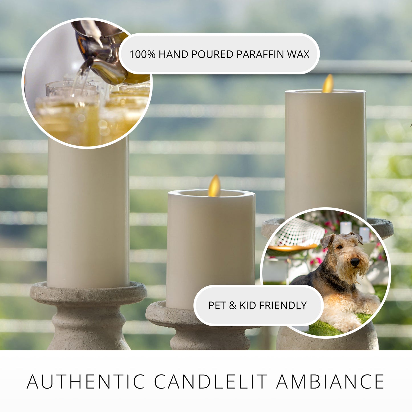 Pearl Ivory Flameless Candle Pillar - Recessed Top
