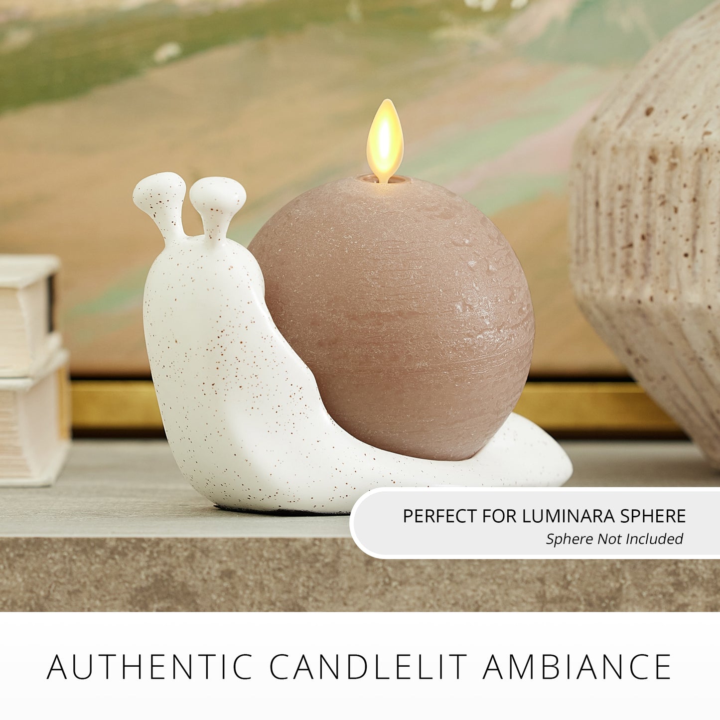 White Speckled Ceramic Snail Candle Holder for Spring Flameless Candle Spheres