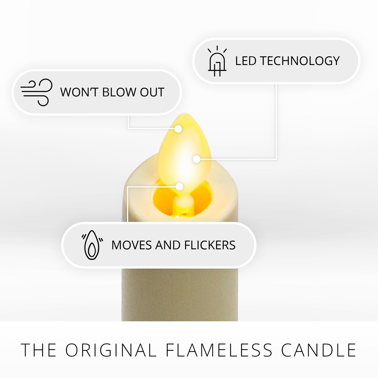 Ivory Flameless Candle Tapers - Melted Top - 9.5" Height - Set of 2