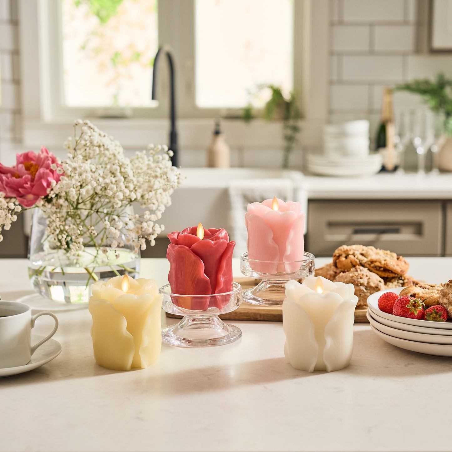 True Red Flameless Candle Rose Bud