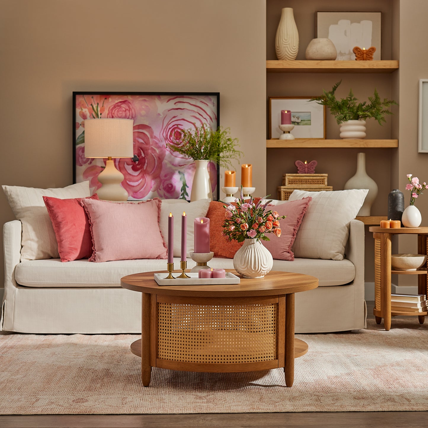 Blooming Mauve Flameless Candle Butterfly