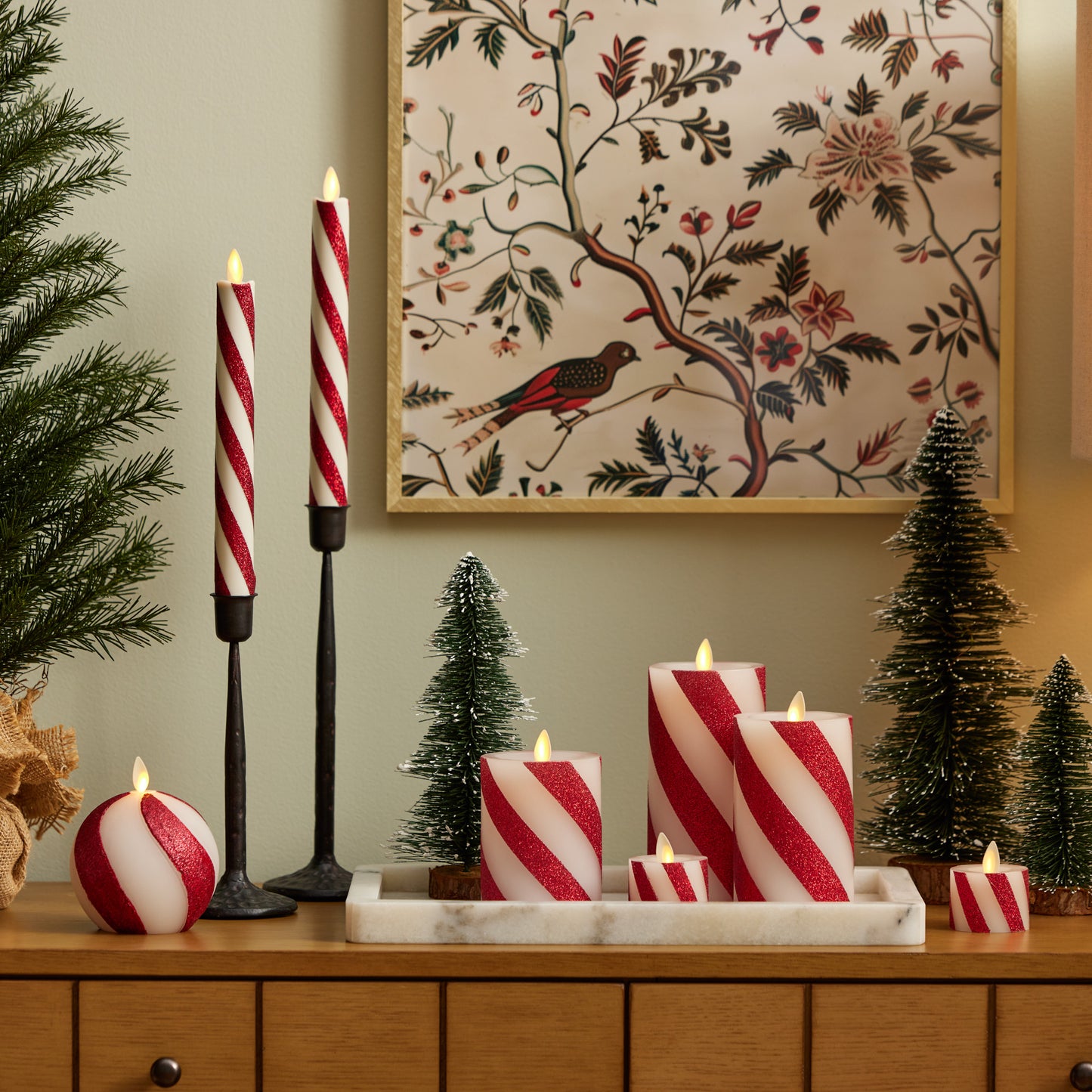 Red Candy Cane Flameless Candle Tealights