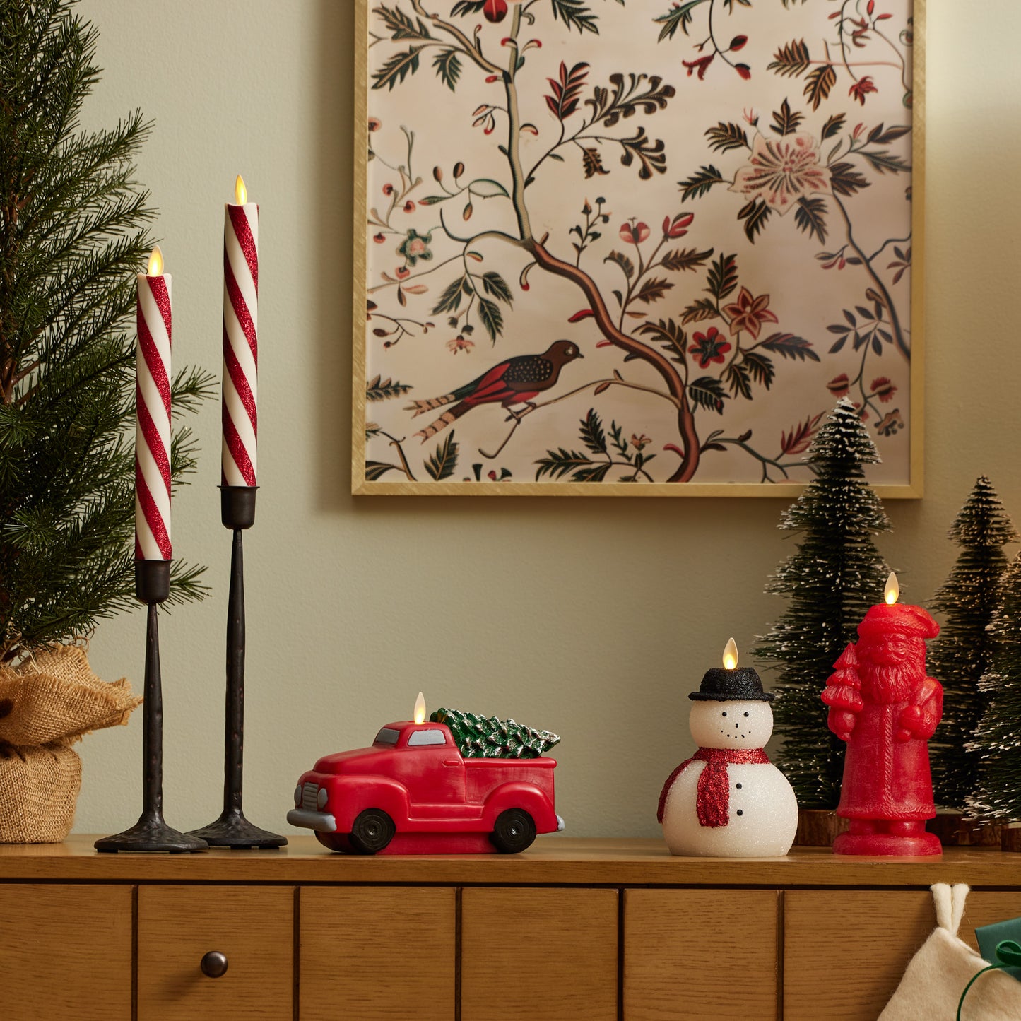 Holiday Red Flameless Candle Holiday Truck