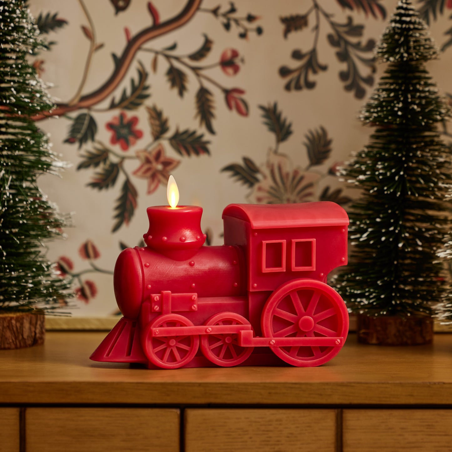 Holiday Red Flameless Candle Holiday Train