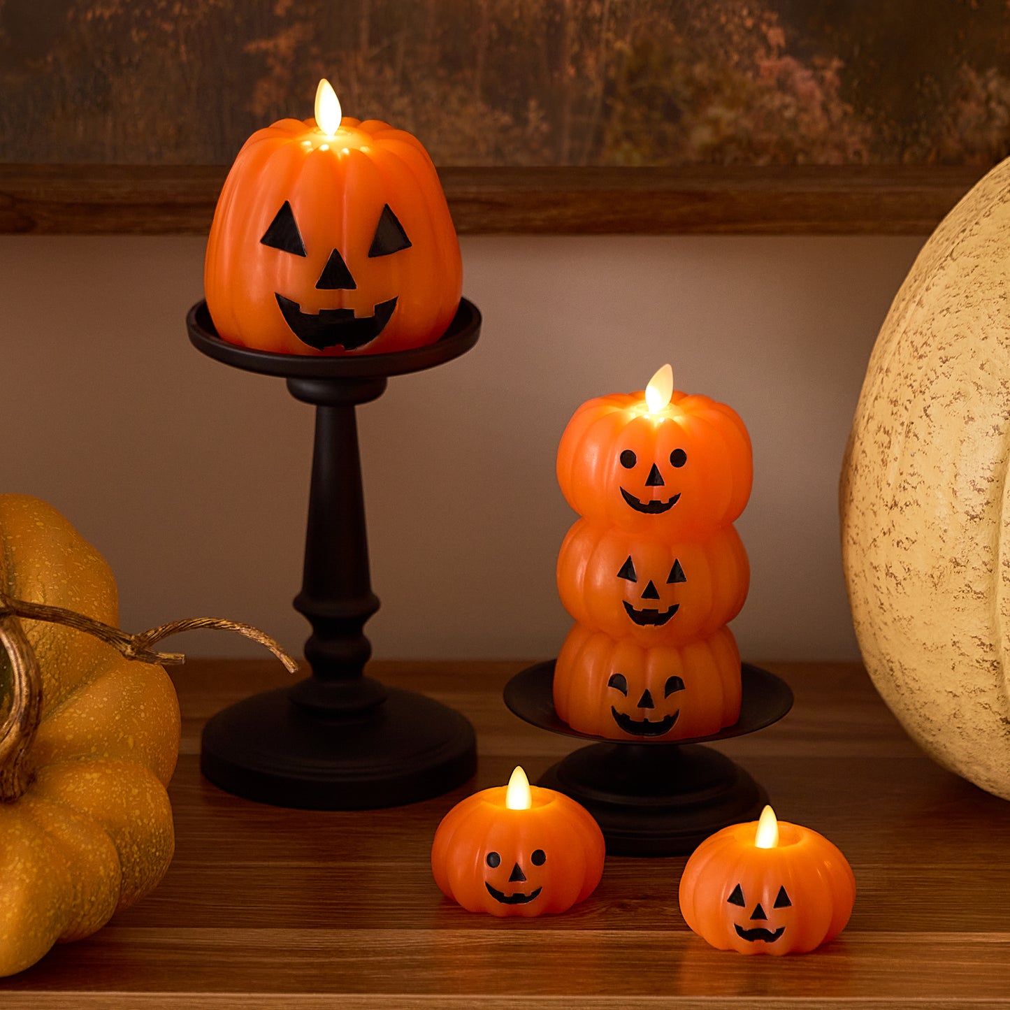 Russet Orange Flameless Candle Jack-o-lantern Tealights