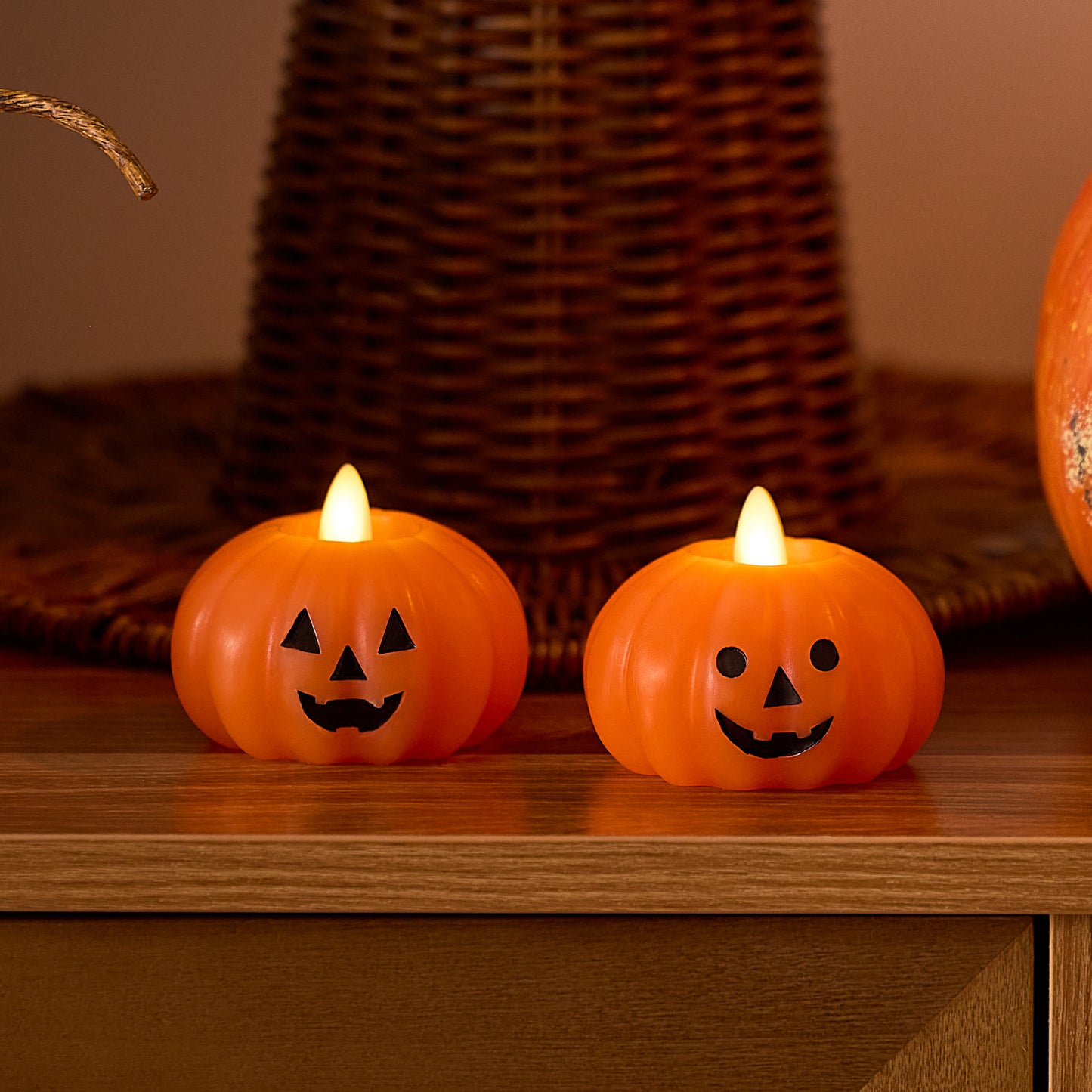 Russet Orange Flameless Candle Jack-o-lantern Tealights